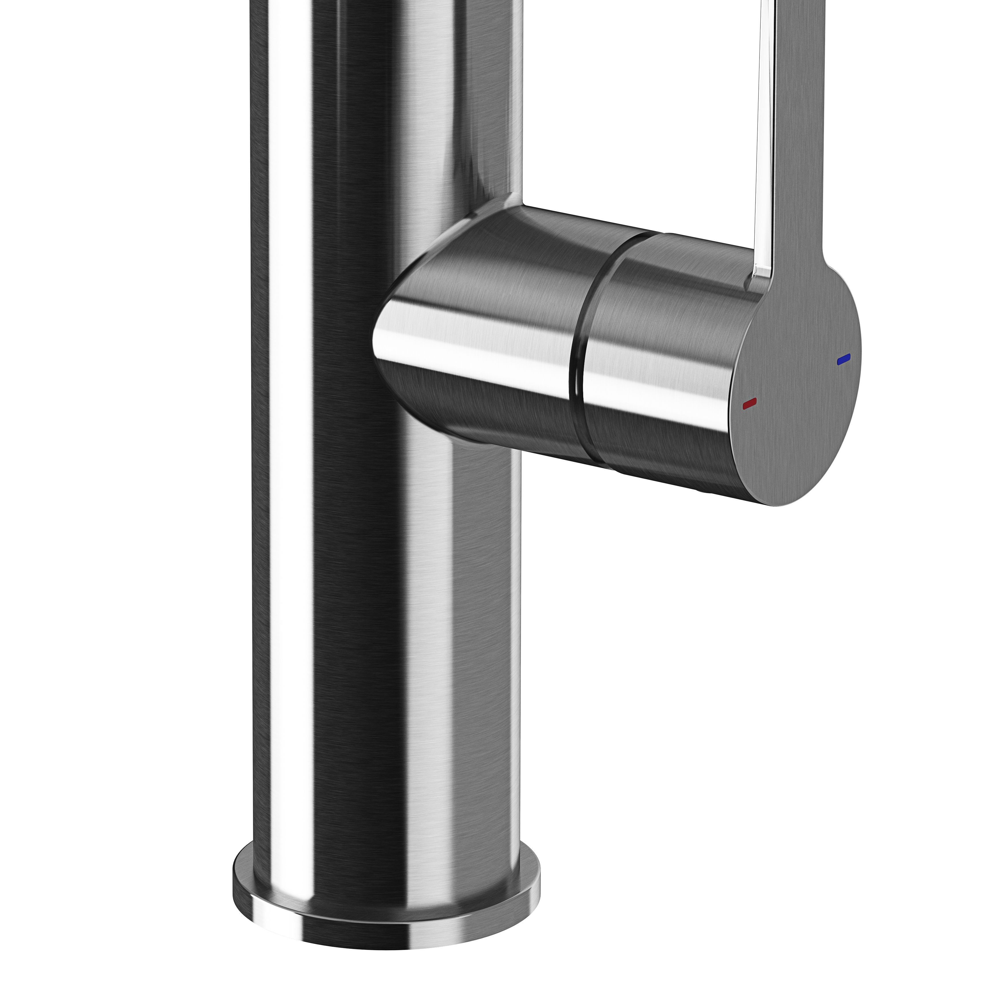 GoodHome Saffron Gloss Stainless steel effect Kitchen Spring neck Tap