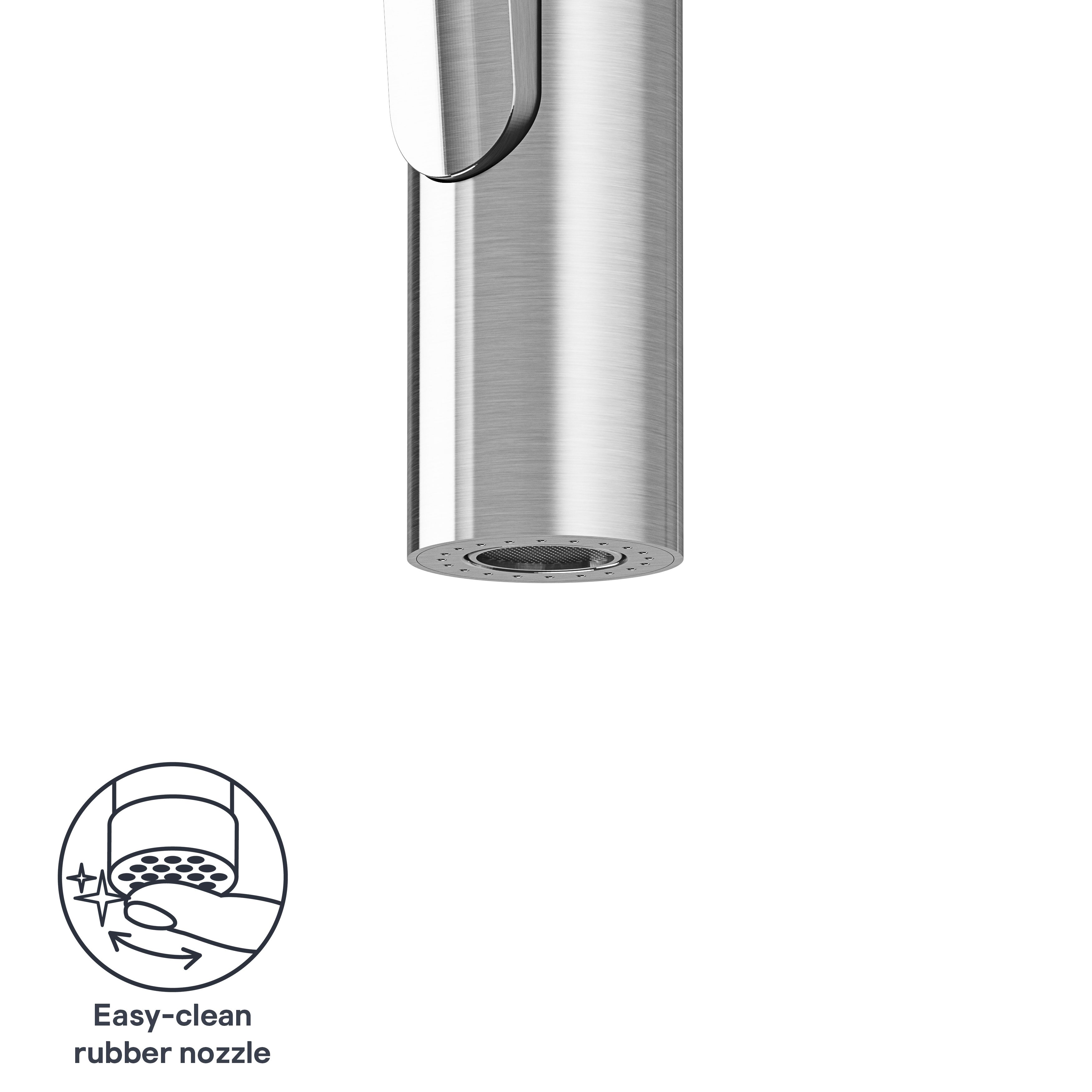 GoodHome Saffron Gloss Stainless steel effect Kitchen Spring neck Tap