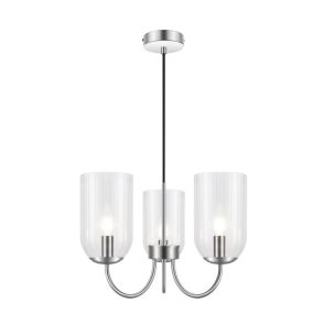 GoodHome Salford Round Clear Chrome effect 3 Lamp LED Pendant ceiling light, (Dia)470mm