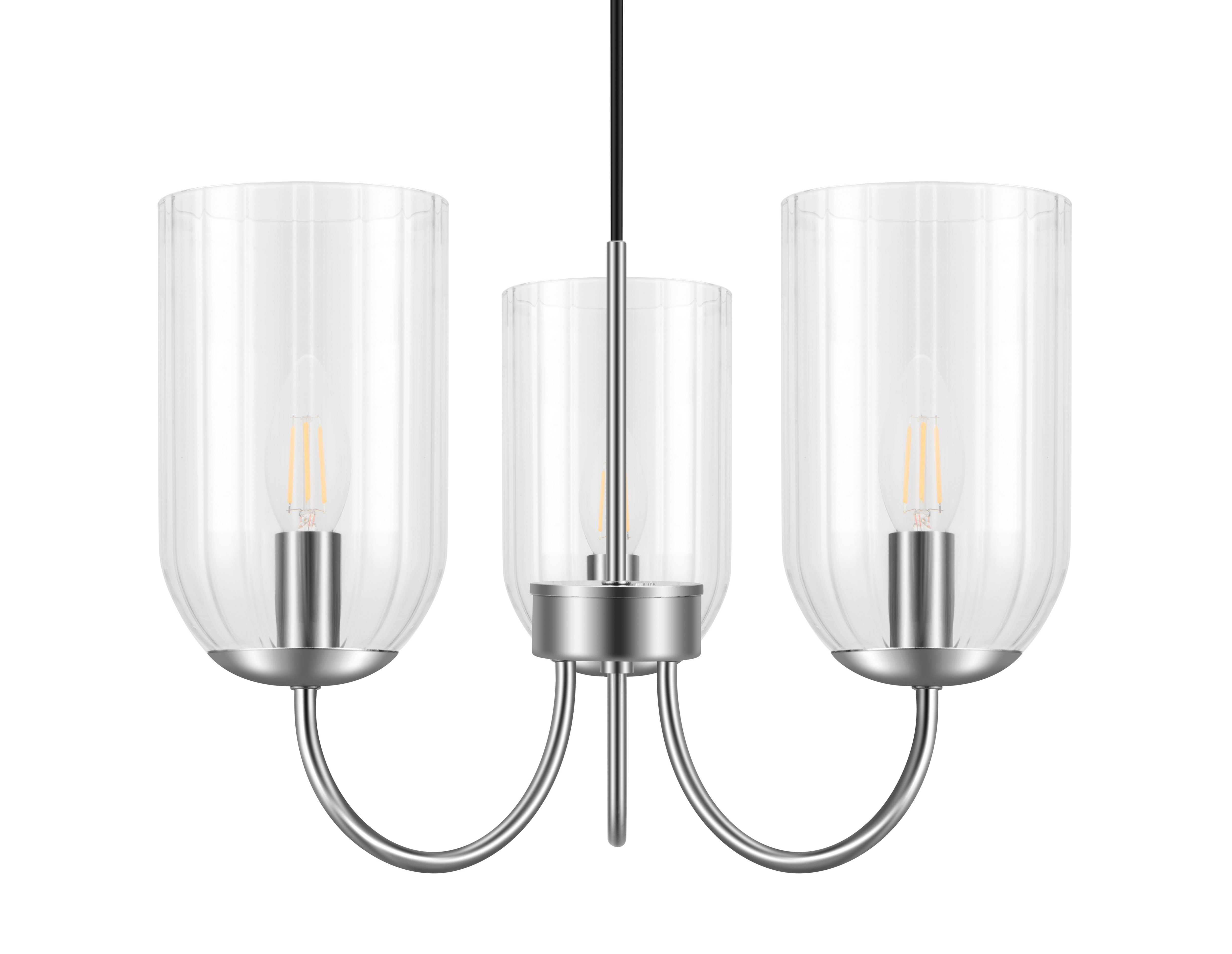 GoodHome Salford Round Clear Chrome effect 3 Lamp LED Pendant ceiling light, (Dia)470mm
