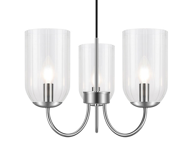 GoodHome Salford Round Clear Chrome effect 3 Lamp LED Pendant ceiling  light, (Dia)470mm | DIY at B&Q
