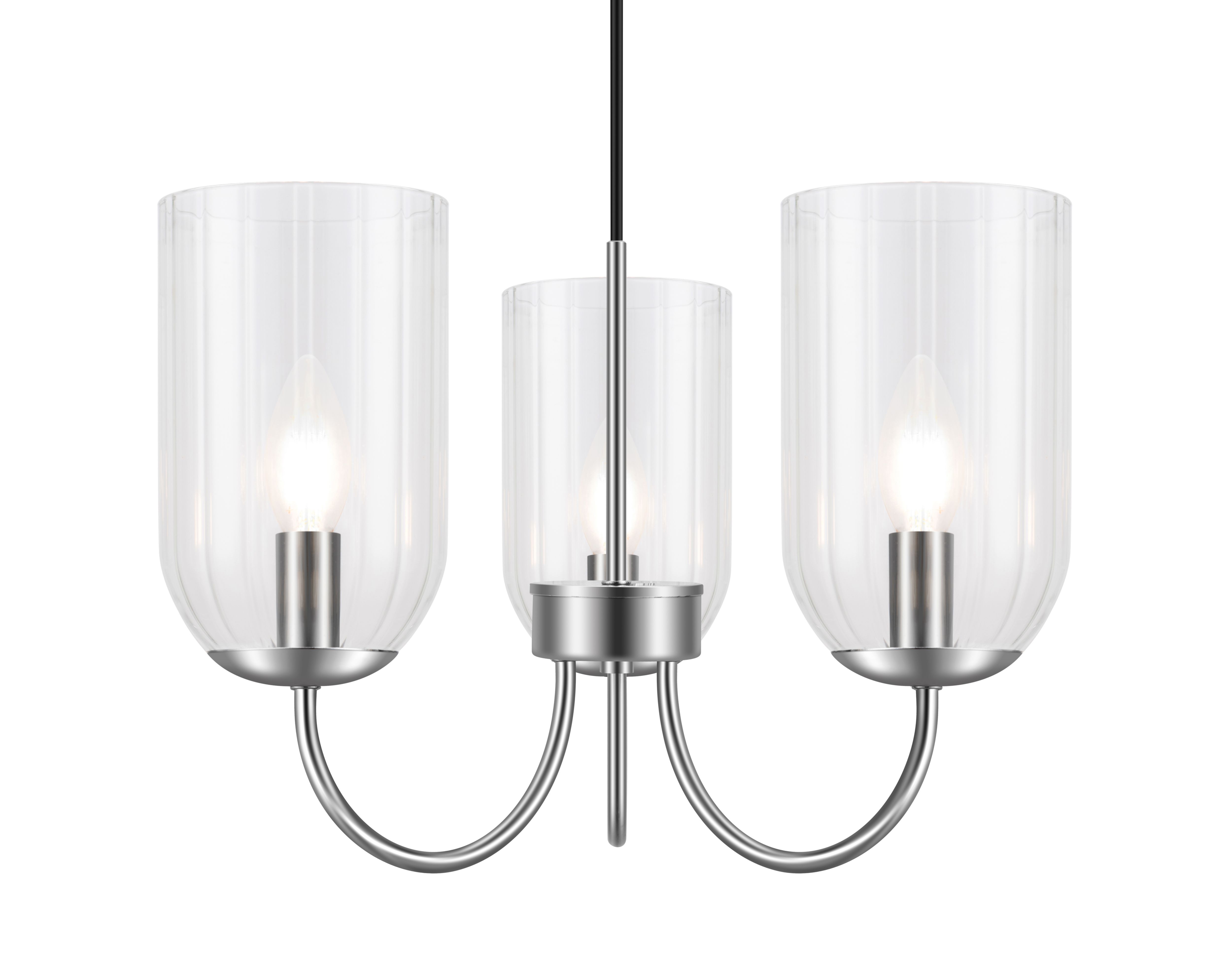 GoodHome Salford Round Clear Chrome B&Q DIY 3 light, ceiling | effect LED Lamp (Dia)470mm at Pendant