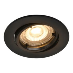 GoodHome Salk Black Adjustable LED Warm white Downlight 4.8W IP20