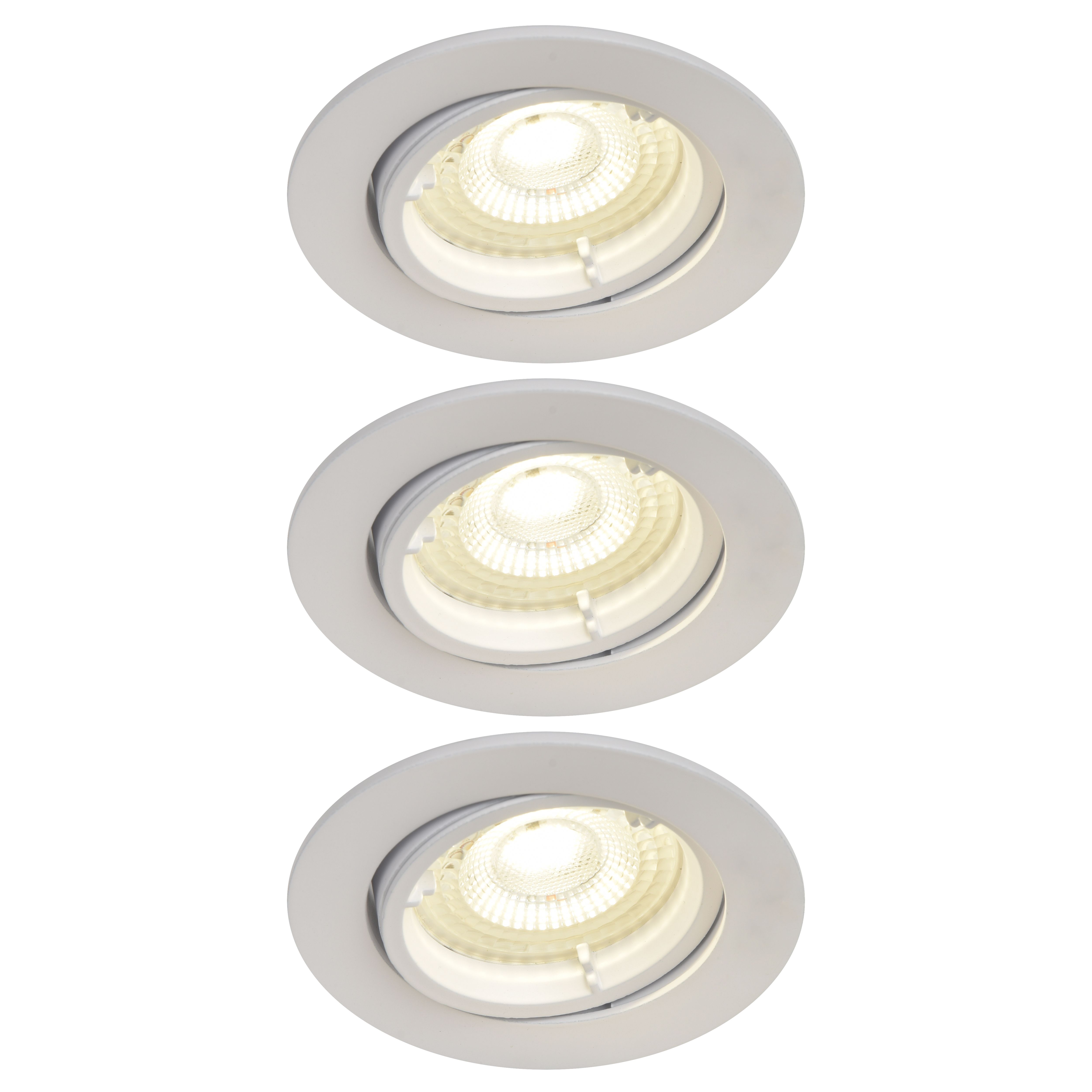 GoodHome Salk White Adjustable LED Neutral white Downlight 4.8W IP20, Pack of 3