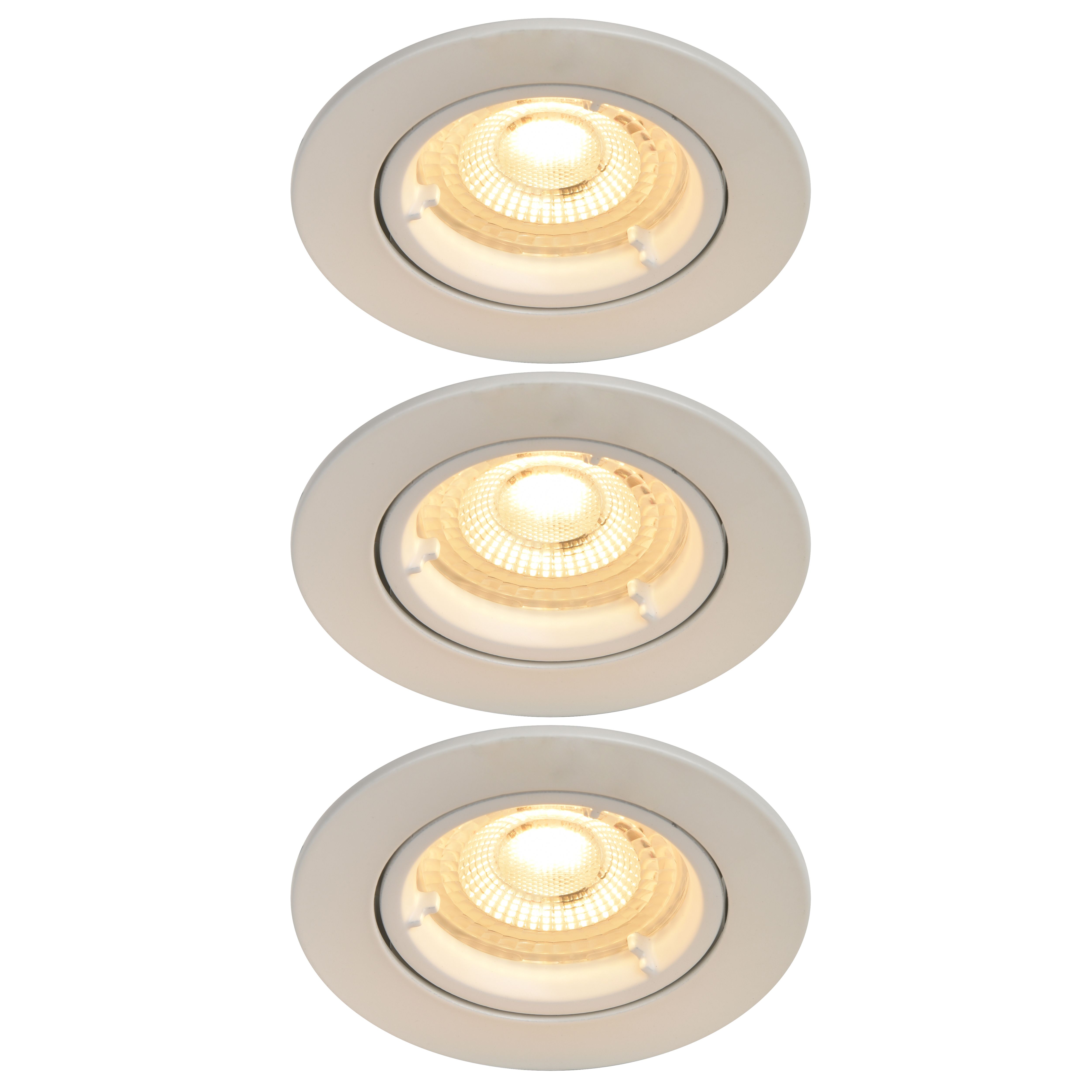 GoodHome Salk White Adjustable LED Warm white Downlight 4.8W IP20, Pack of 3