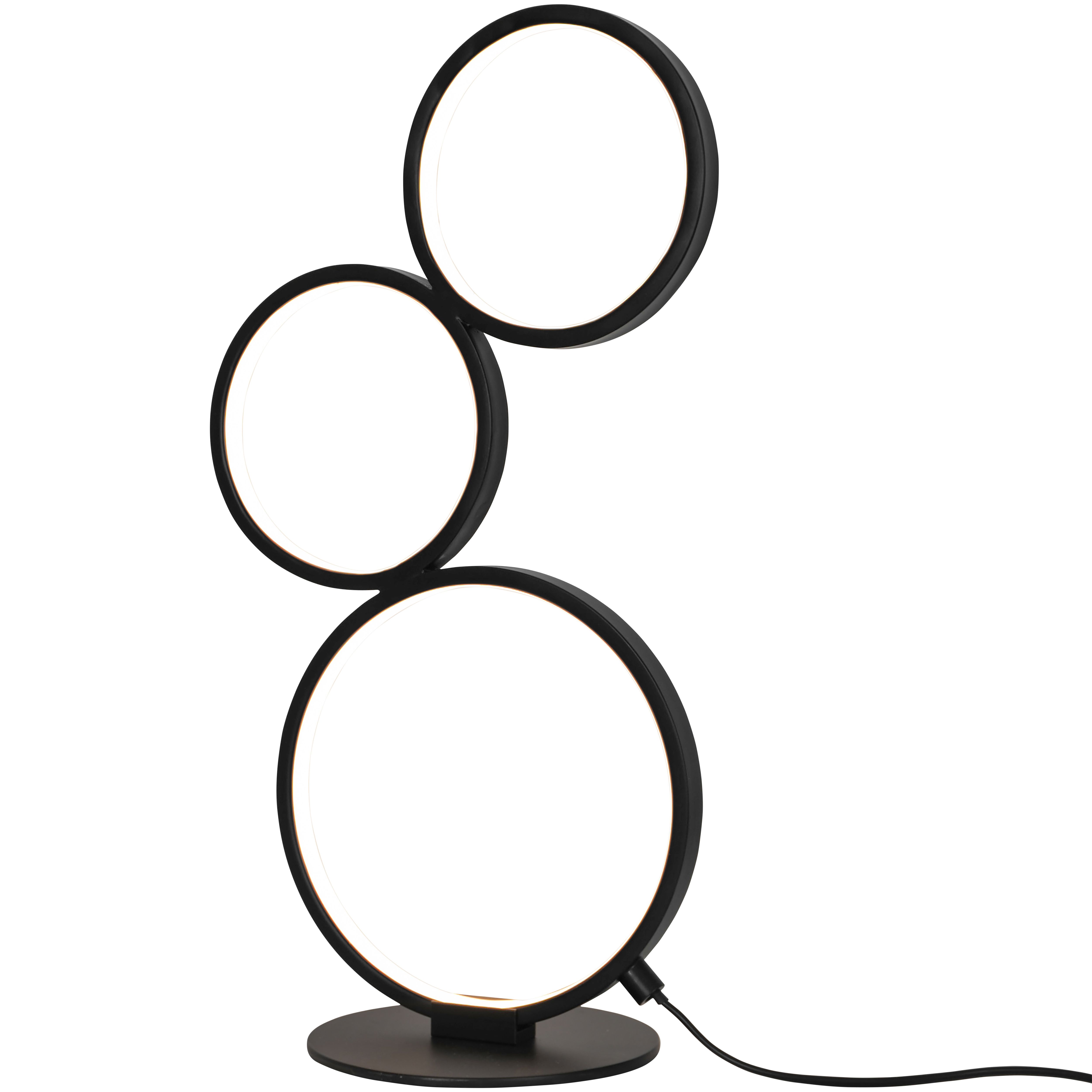 GoodHome Samana Matt Black Integrated LED Round Table lamp
