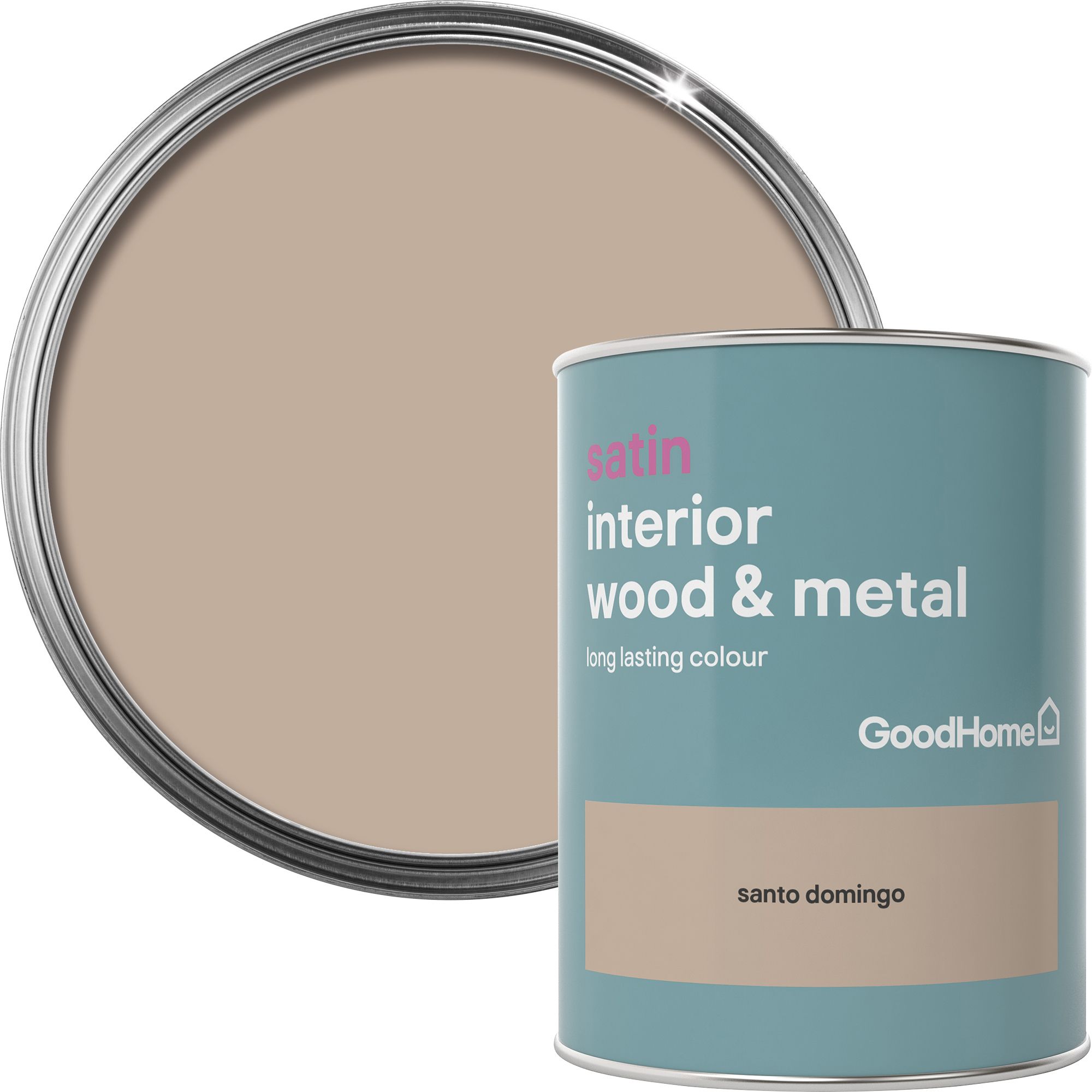 GoodHome Santo domingo Satin Metal & wood paint, 750ml