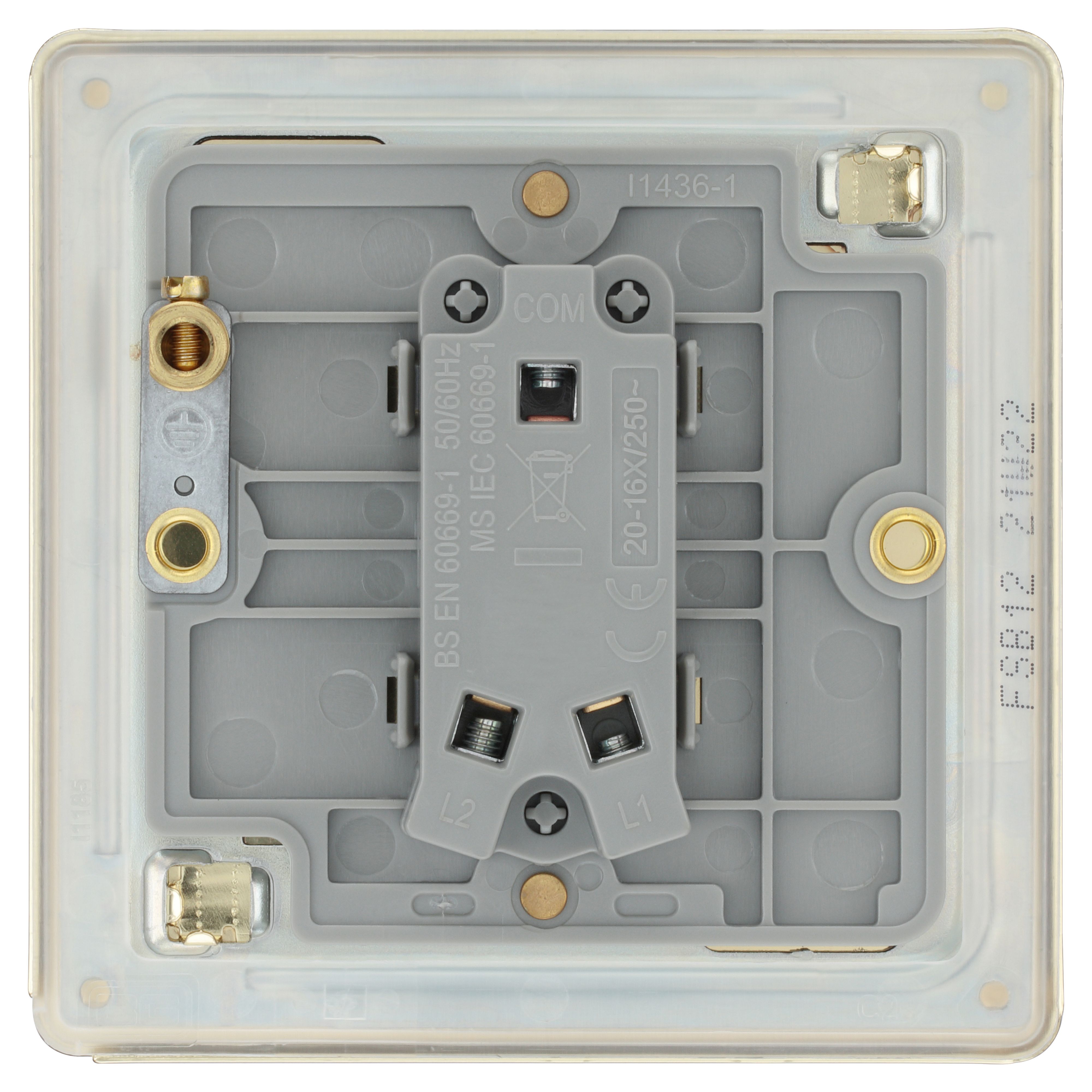 GoodHome Satin Brass effect 20A 2 way, 1 gang Screwless Light switch ...
