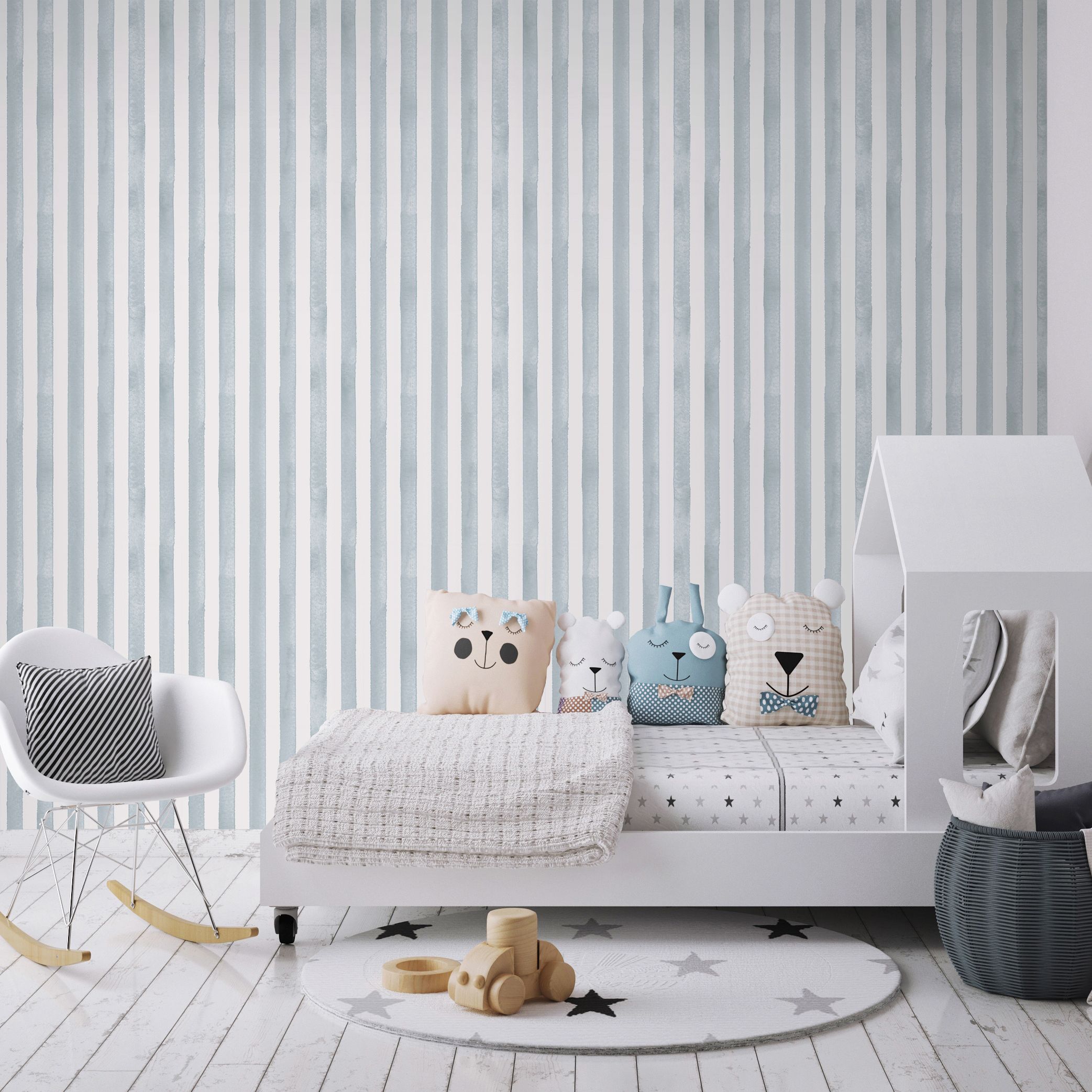 GoodHome Satori Blue Stripes Patterned Textured Wallpaper