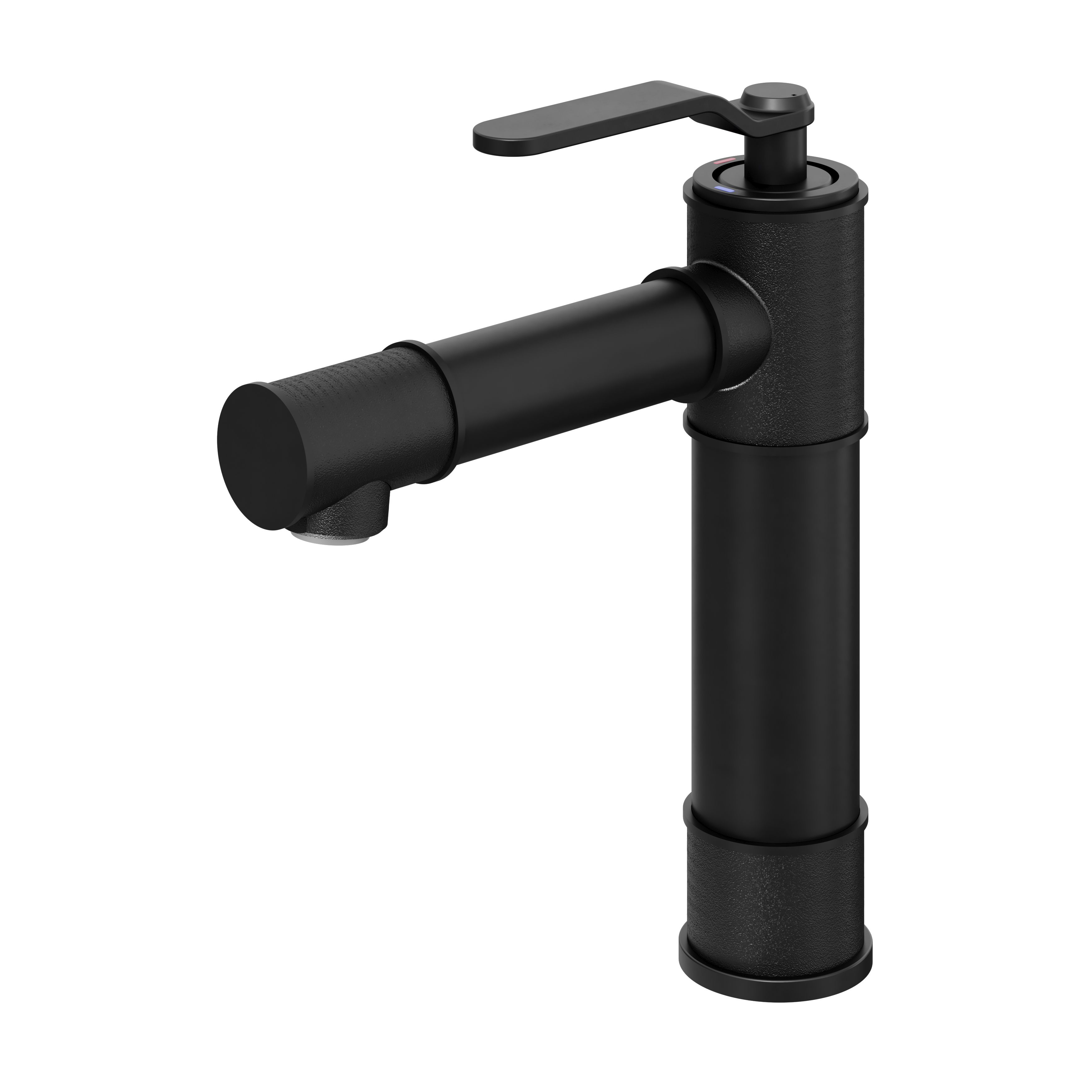 GoodHome Sauga Tall Black Round Manual Basin Mono mixer Tap