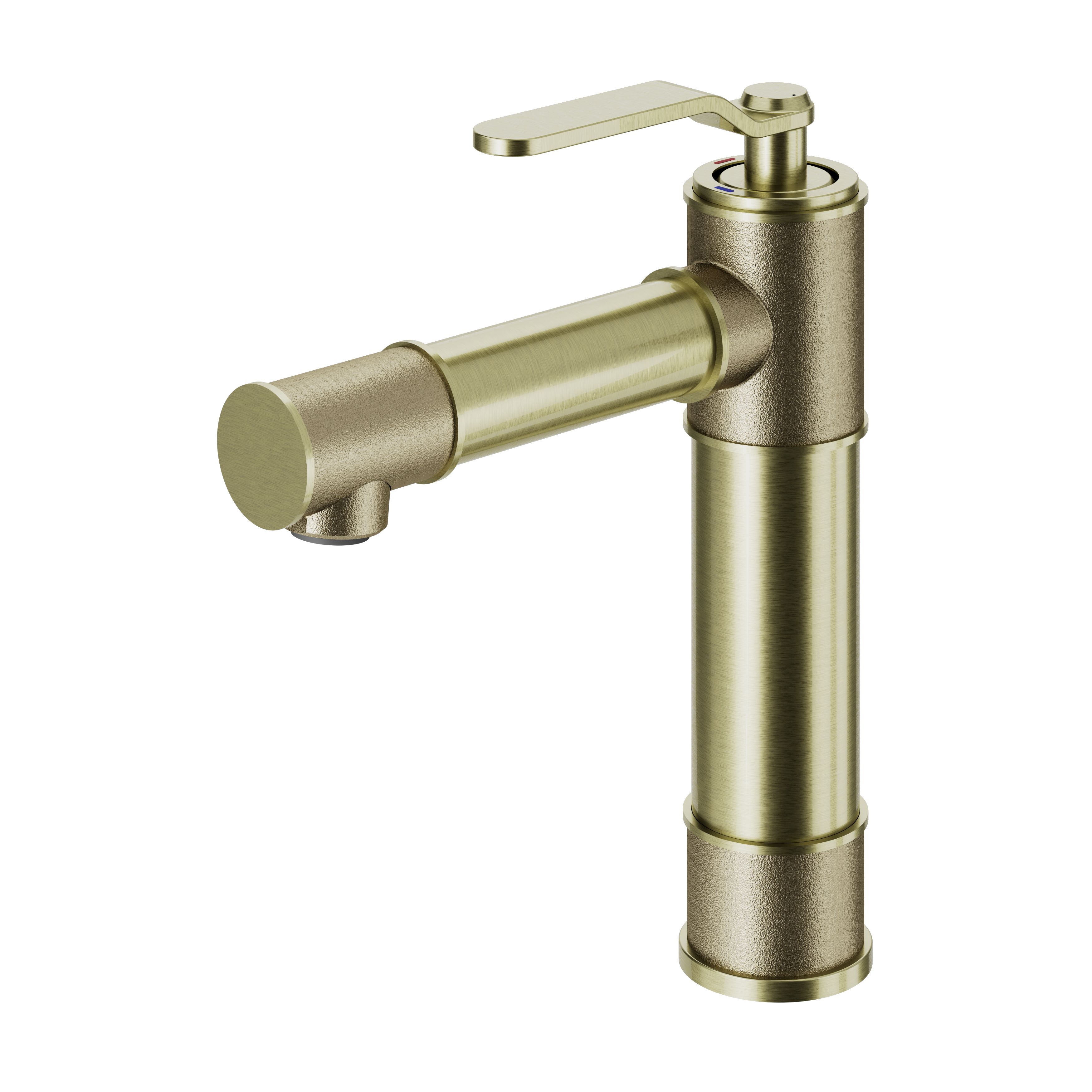 GoodHome Sauga Tall Round Manual Basin Mono mixer Tap