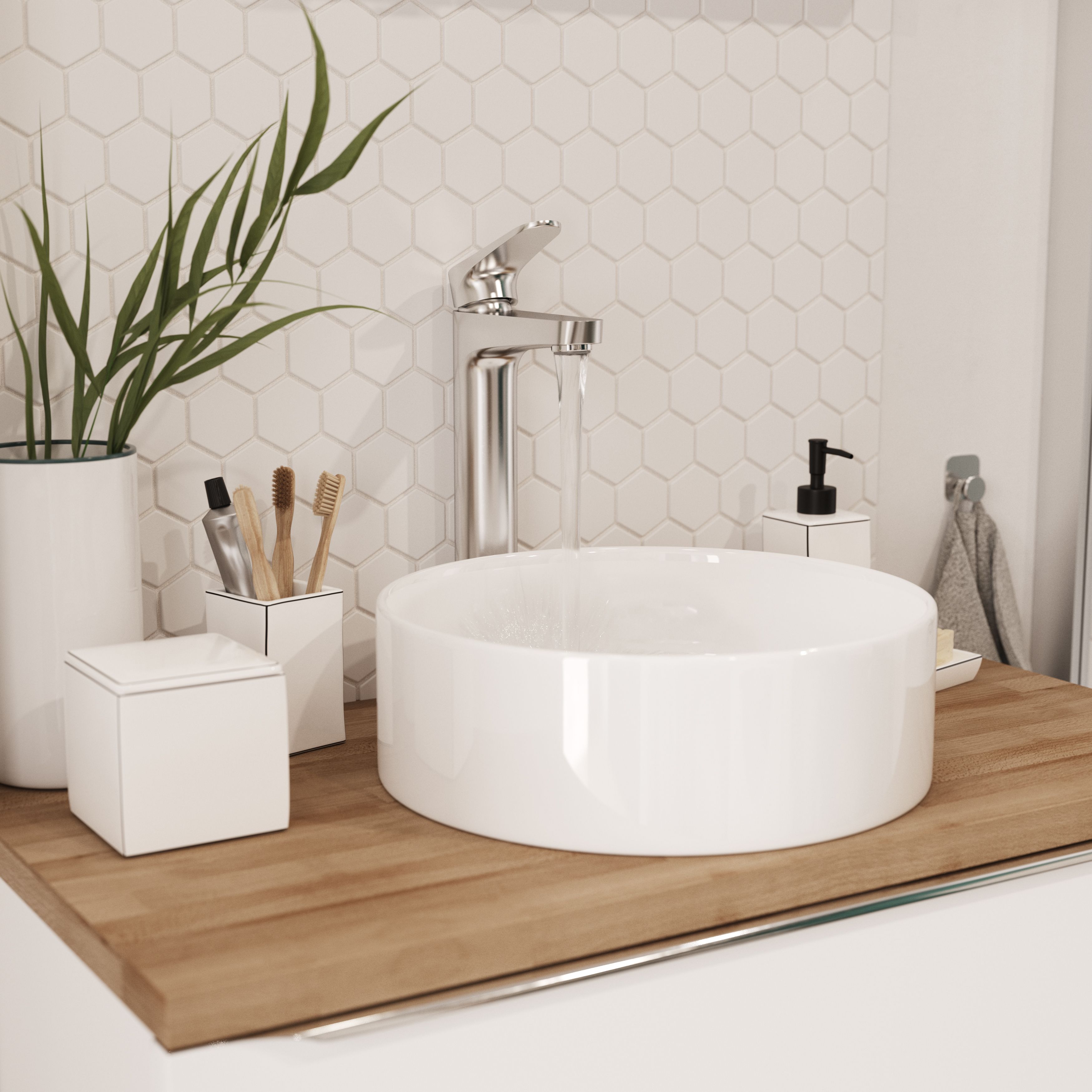 Goodhome Scalea White Round Counter Top Basin (w)35cm 