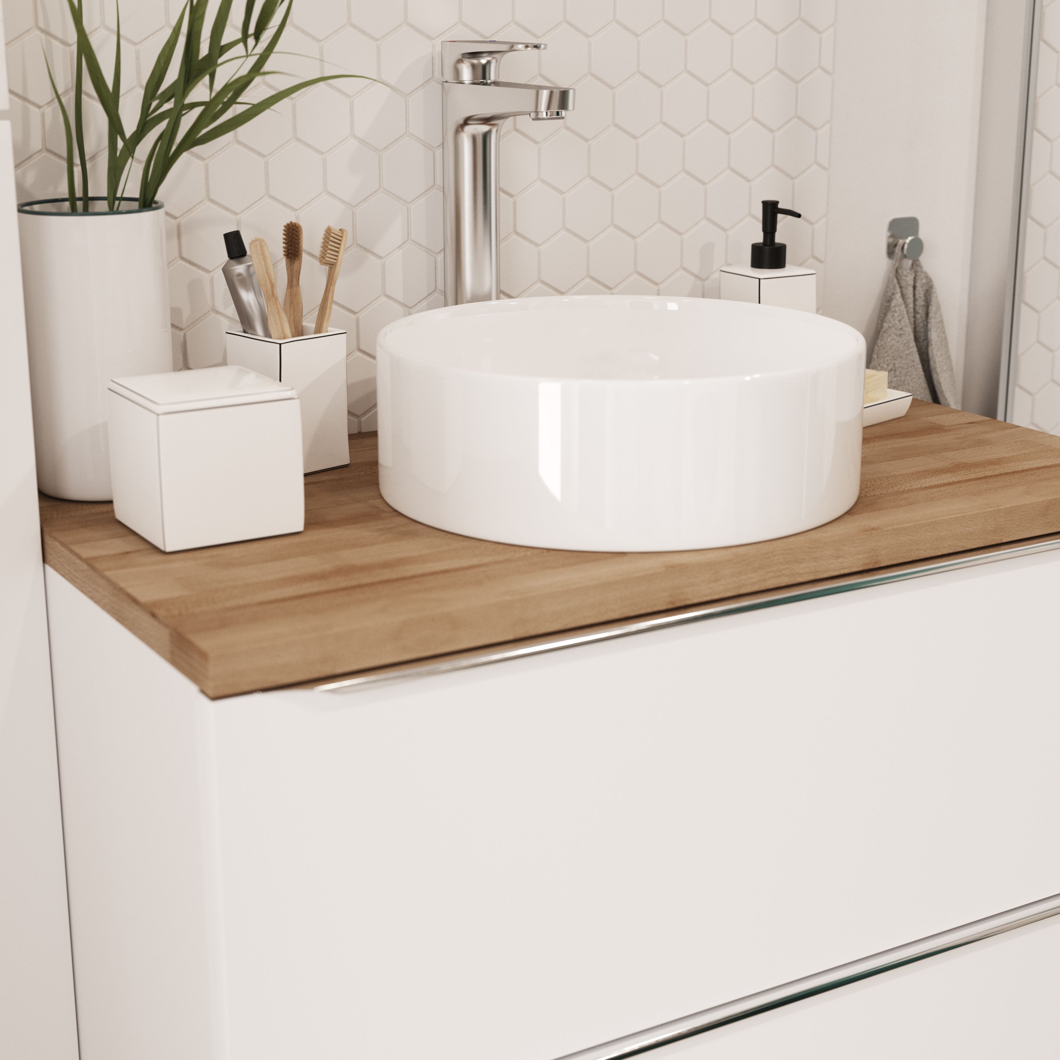 GoodHome Scalea White Round Counter top Basin (W)35cm | DIY at B&Q