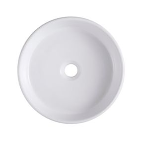 GoodHome Scalea White Round Counter top Basin (W)35cm