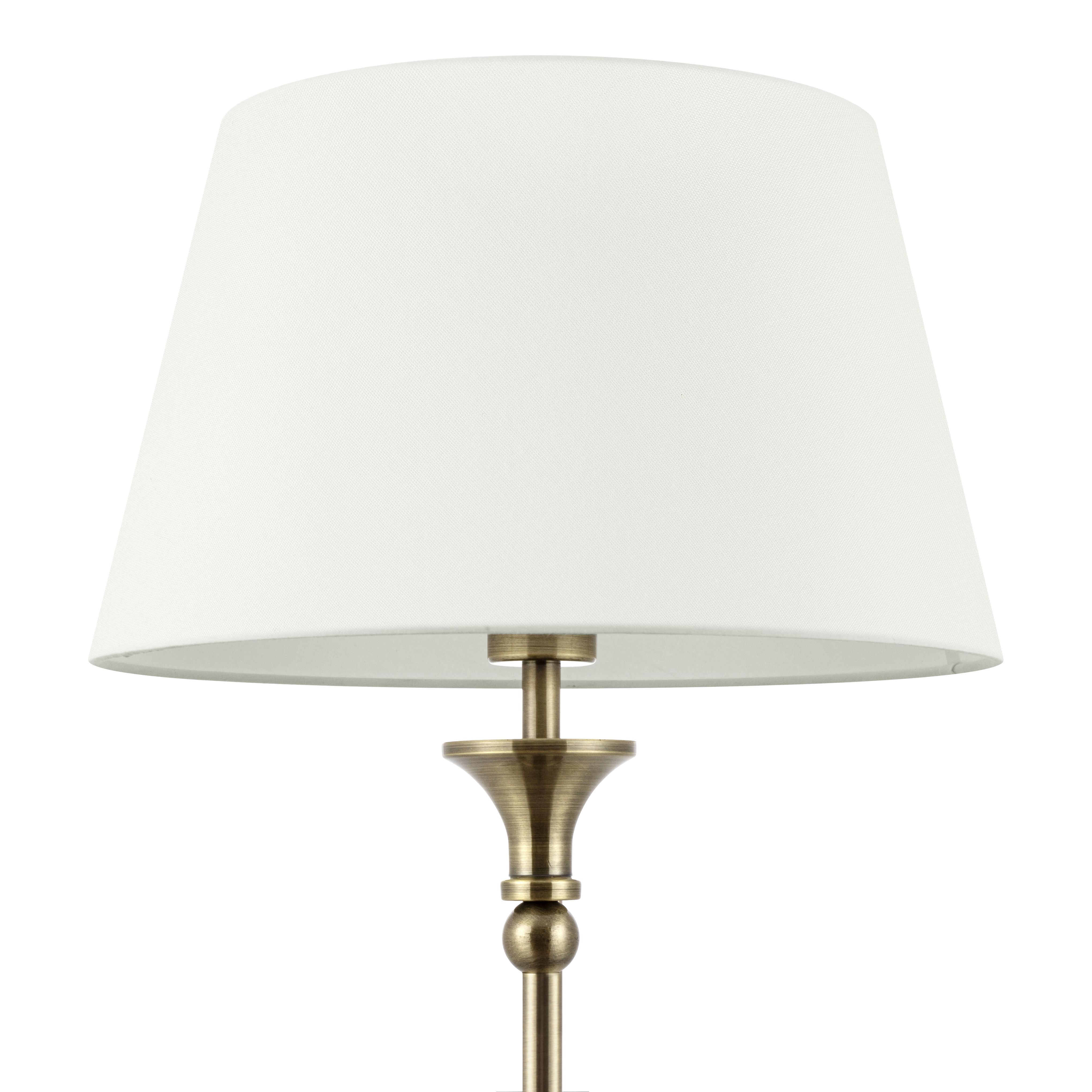 GoodHome Seekonk Satin Cream Antique brass effect LED Floor lamp