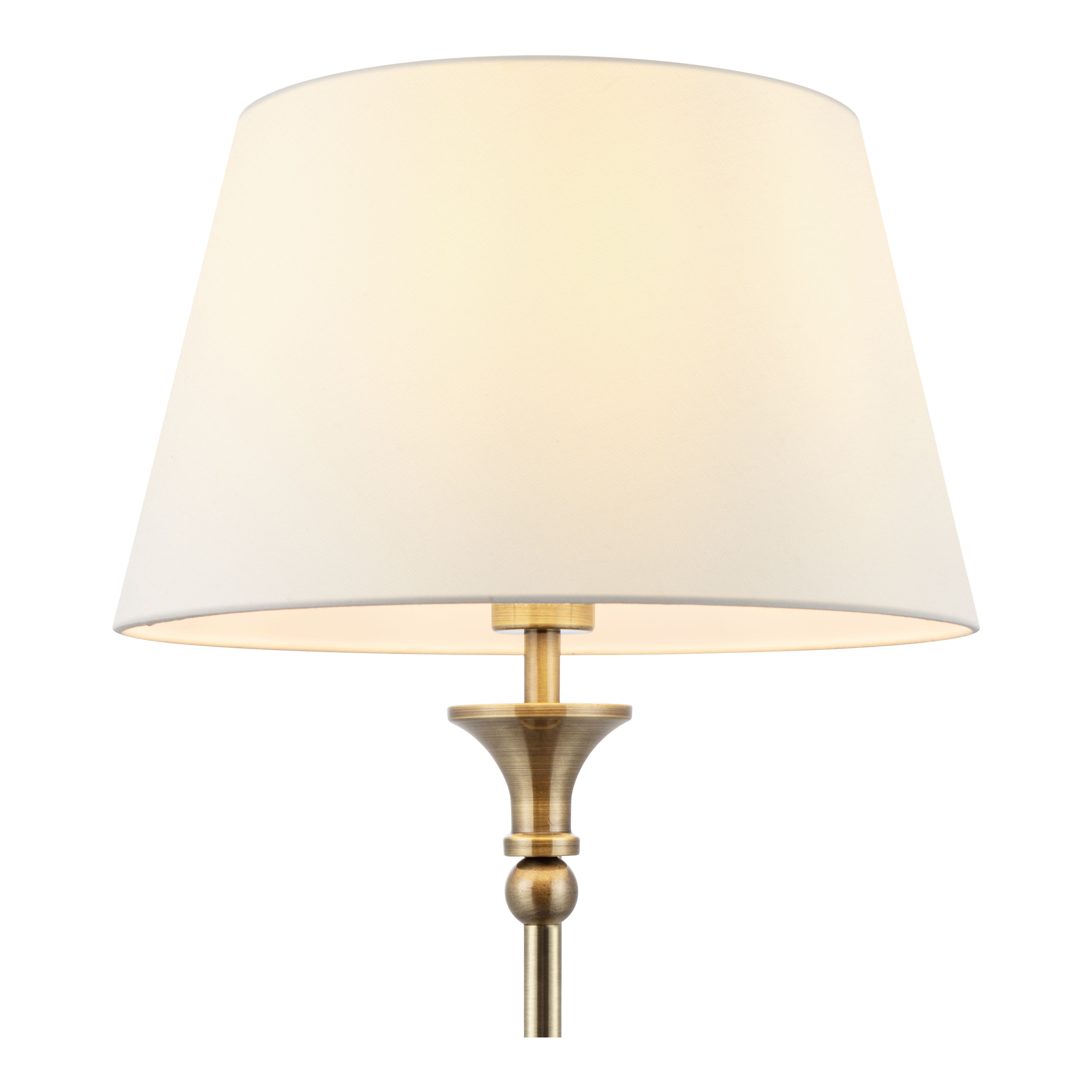 GoodHome Seekonk Satin Cream Antique brass effect LED Floor lamp