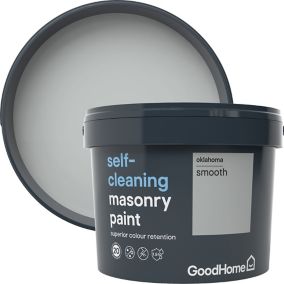 GoodHome Self-cleaning Oklahoma Smooth Matt Grey Masonry paint, 10L Tub