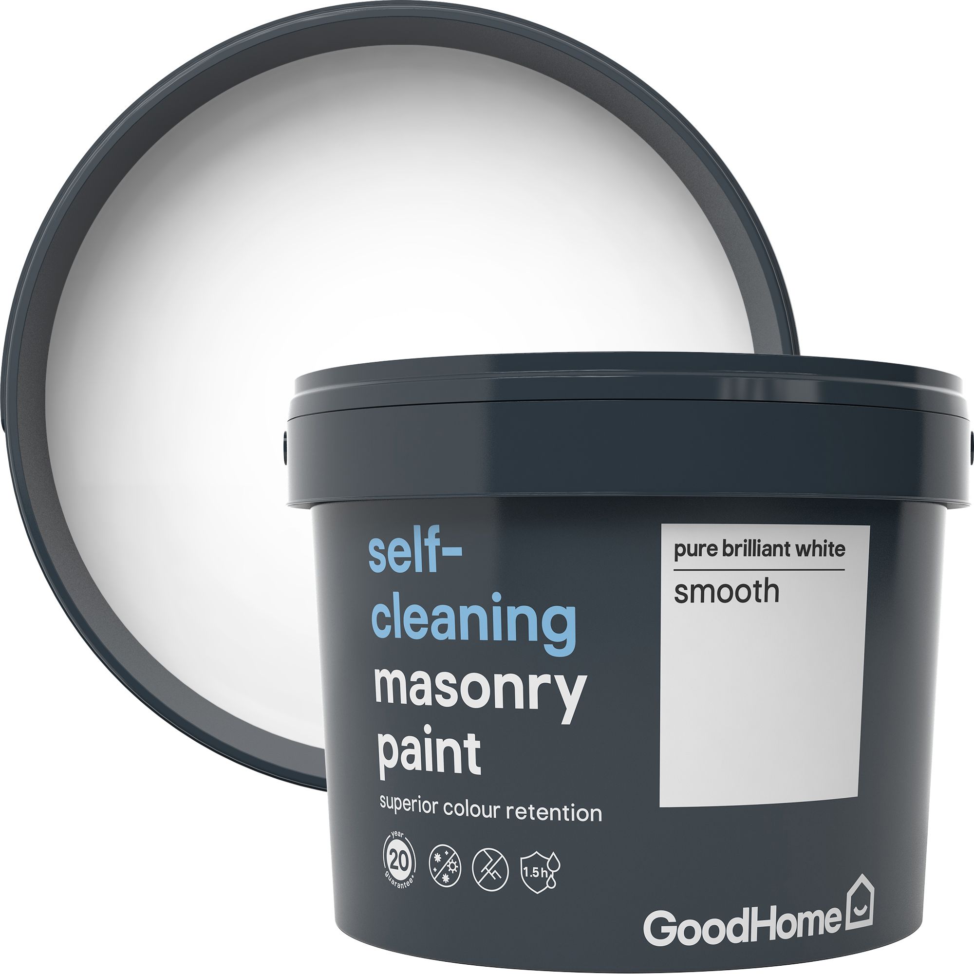 GoodHome Self-cleaning Pure brilliant white Smooth Matt Masonry paint ...