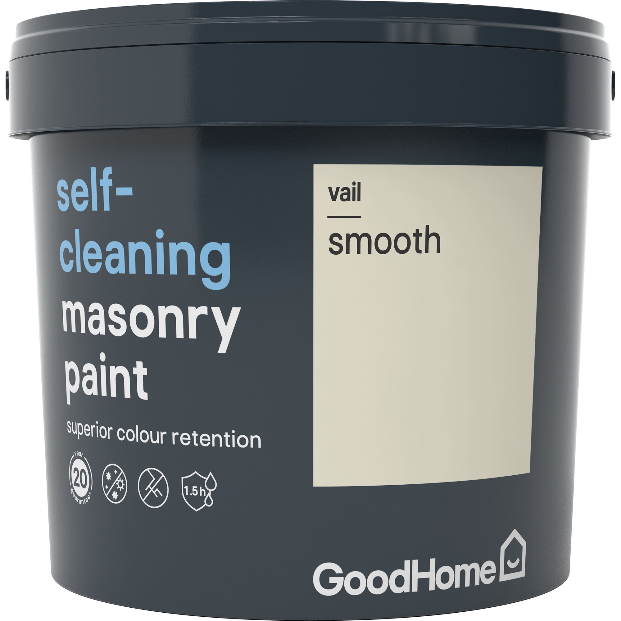 GoodHome Self-cleaning Vail Smooth Matt Masonry paint, 5L Tub