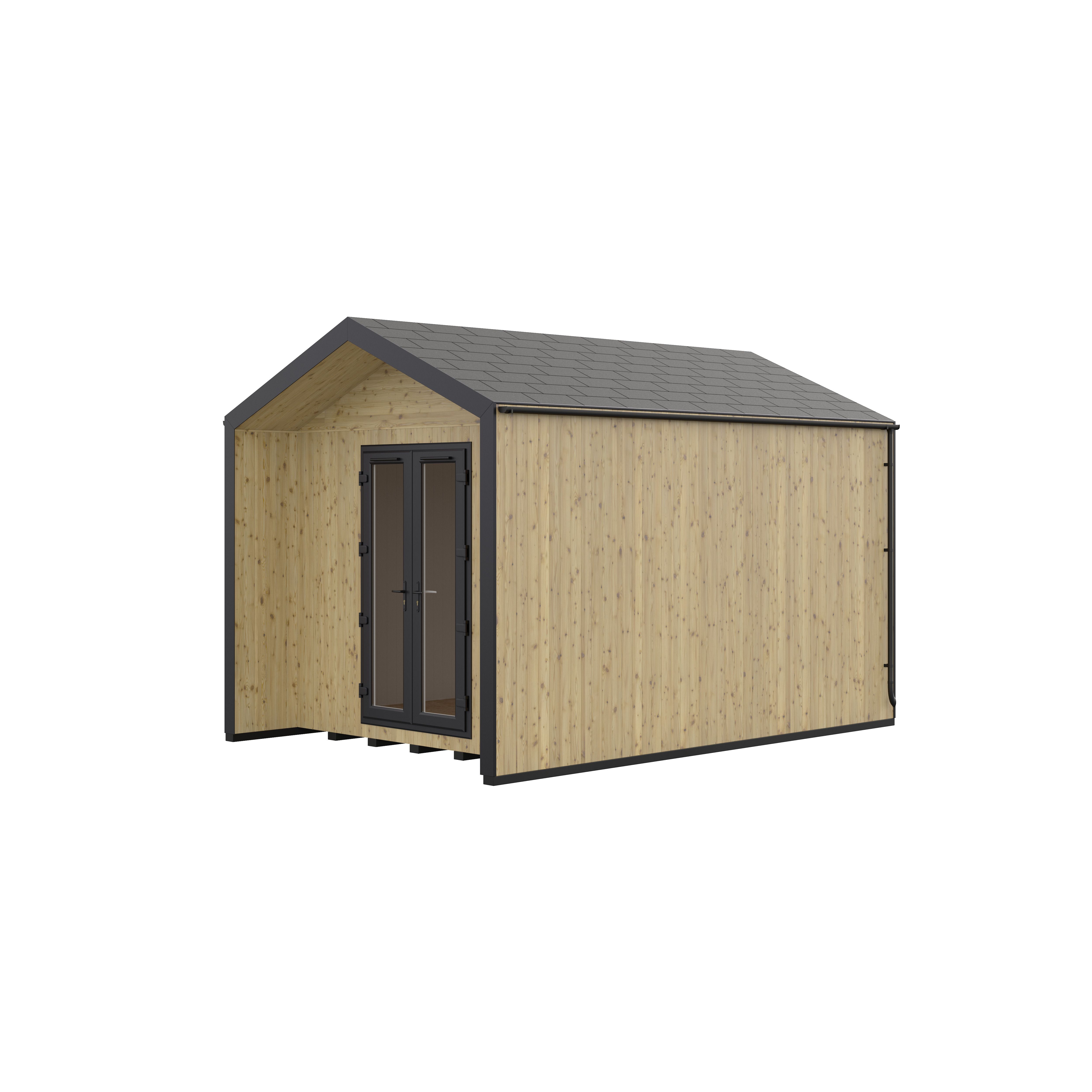 GoodHome Semora 10x14 ft with Double door Pitch Wooden Garden room 3m x 4.4m (Base included)