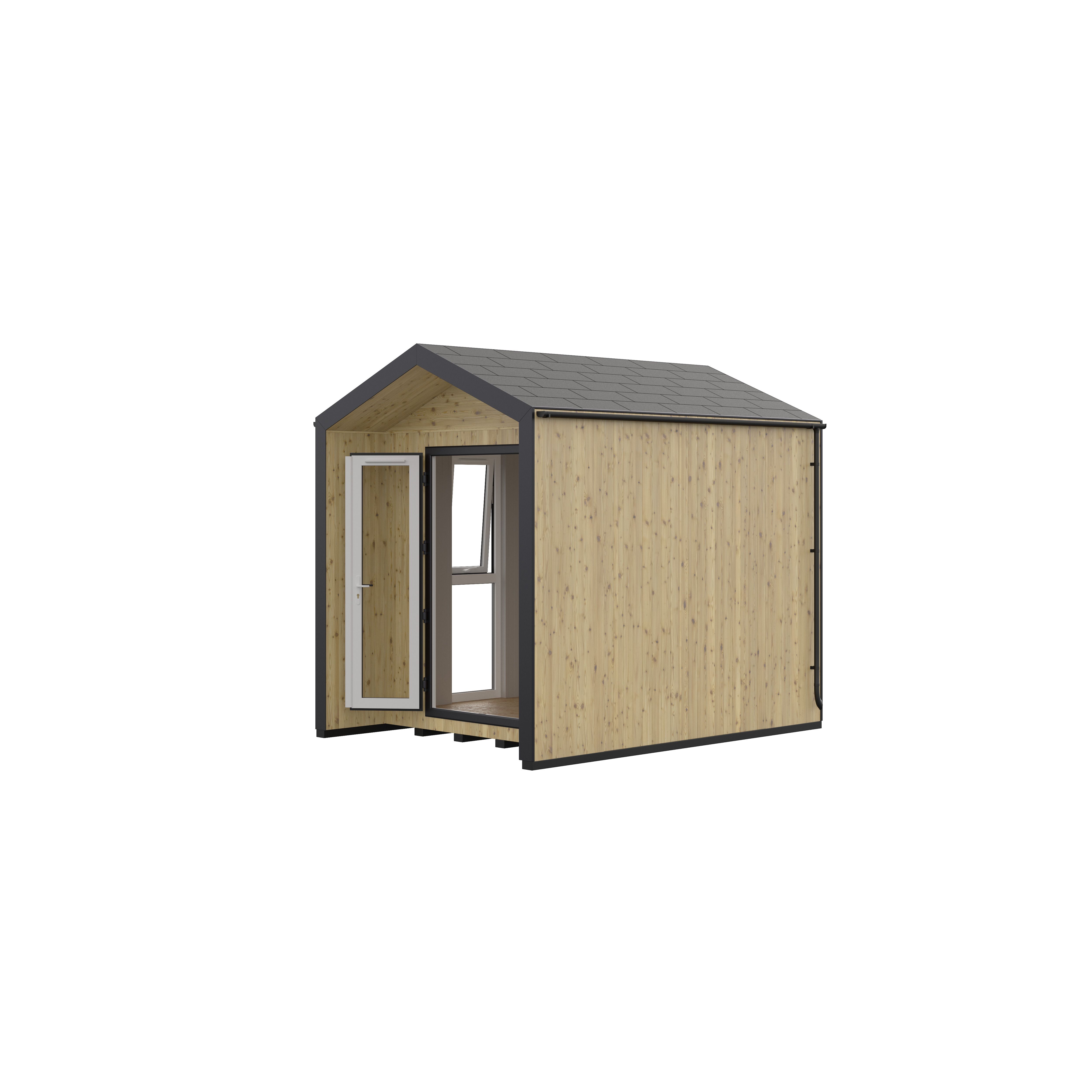 GoodHome Semora 11x8 ft with Double door Pitch Wooden Garden room 2.4m x 3.2m (Base included) - Assembly service included
