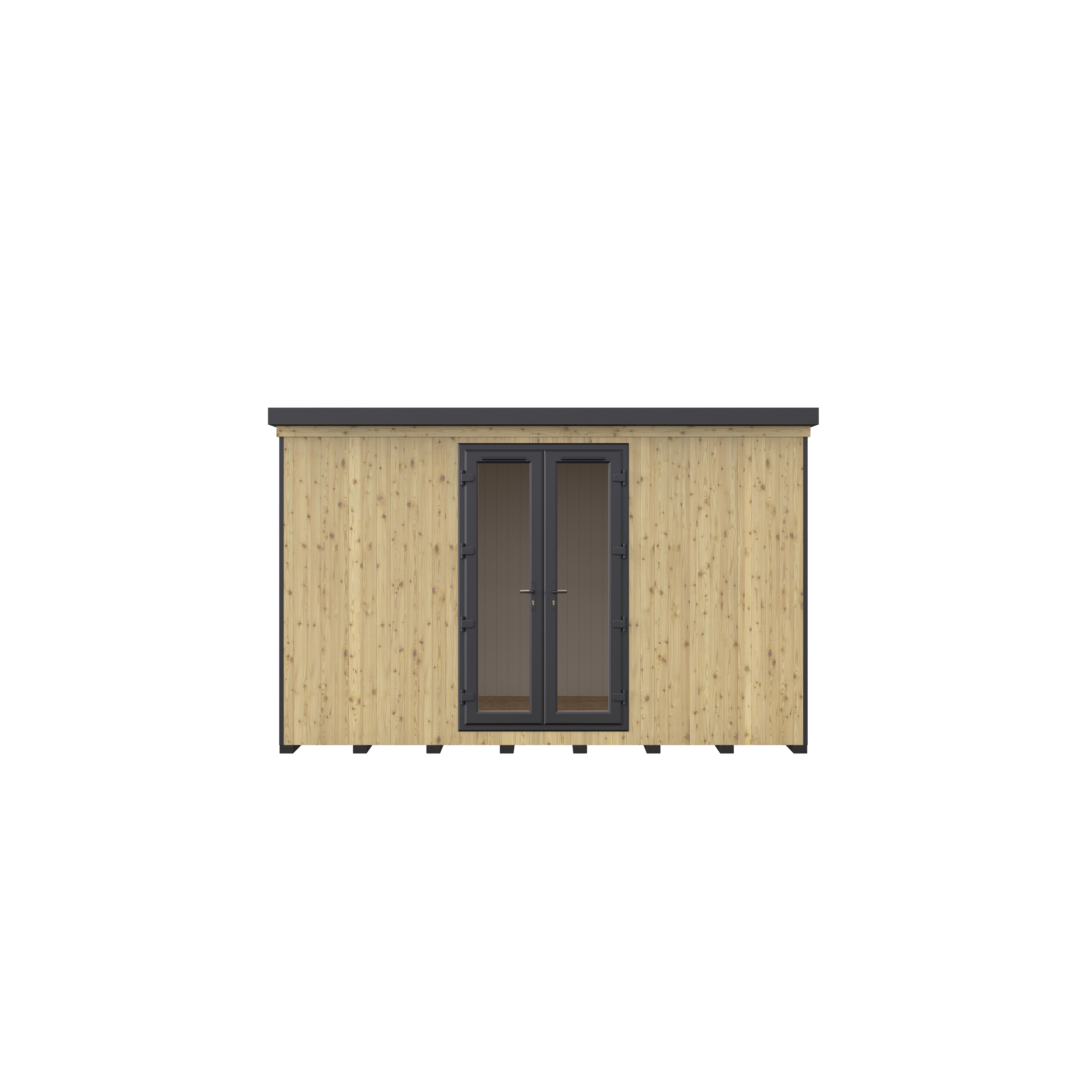 GoodHome Semora 13x8 ft with Double door Pent Wooden Garden room 2.4m x 3.8m (Base included)