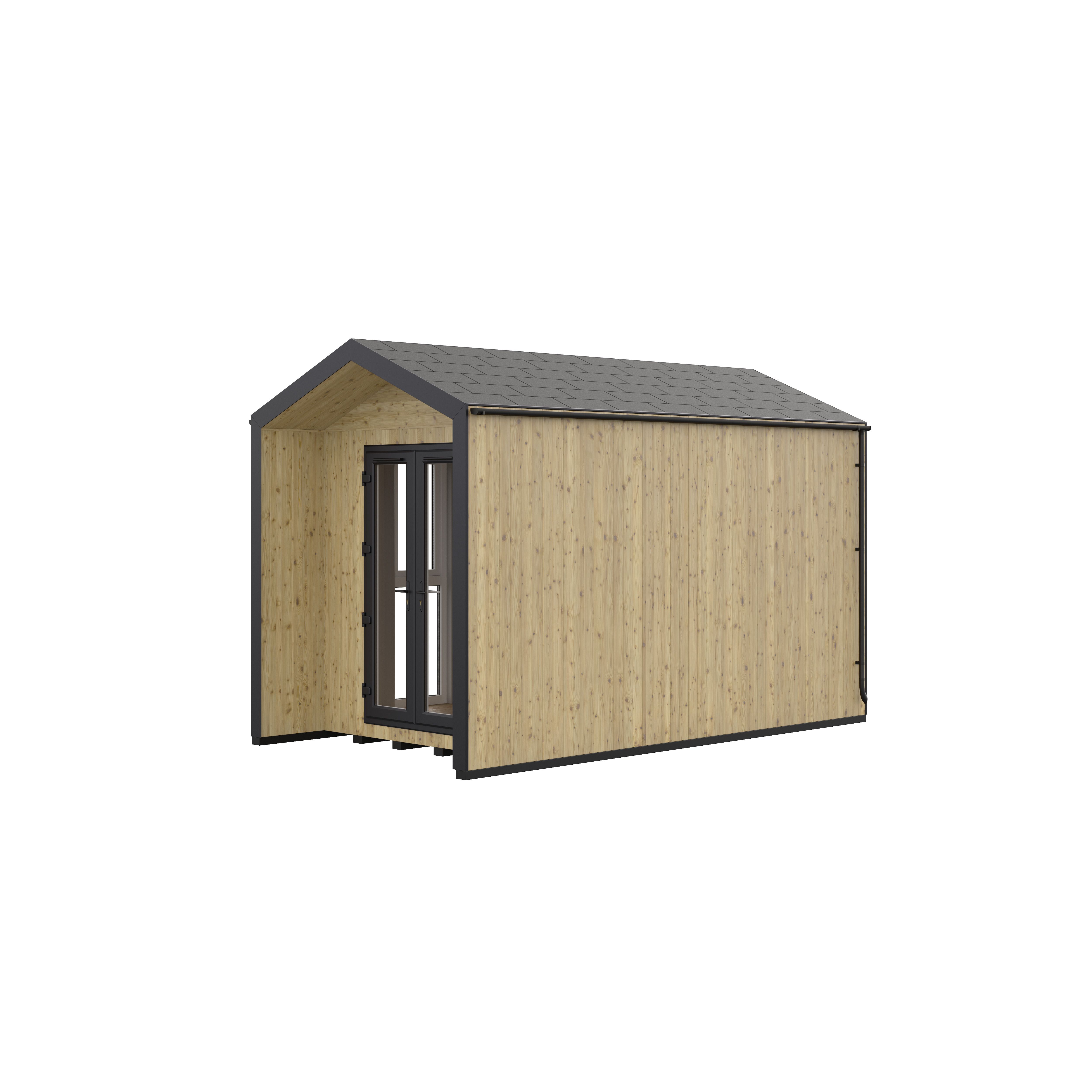 GoodHome Semora 8x14 ft with Double door Pitch Concrete Garden room 2.4m x 4.4m (Base included)