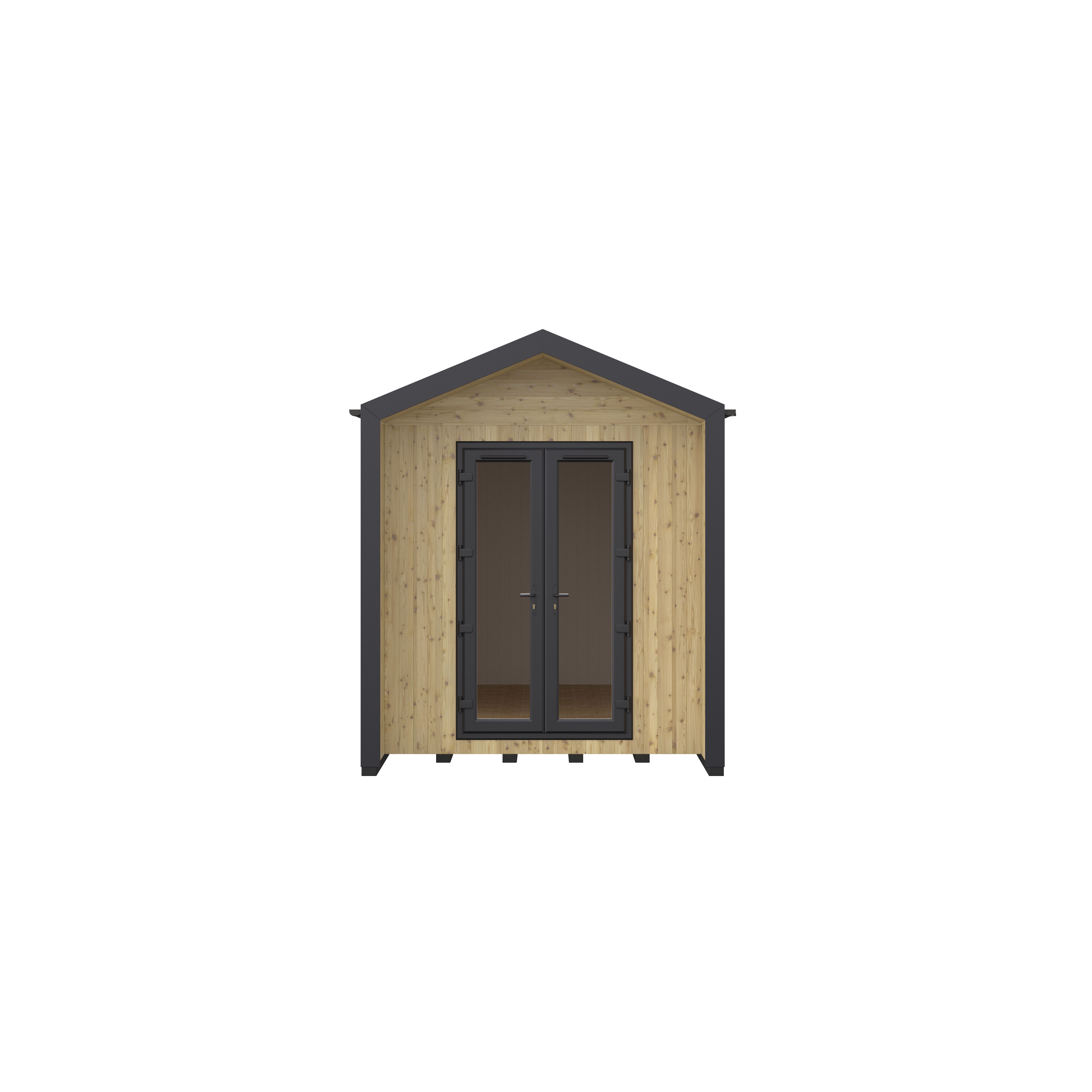 GoodHome Semora 8x14 ft with Double door Pitch Concrete Garden room 2.4m x 4.4m (Base included)