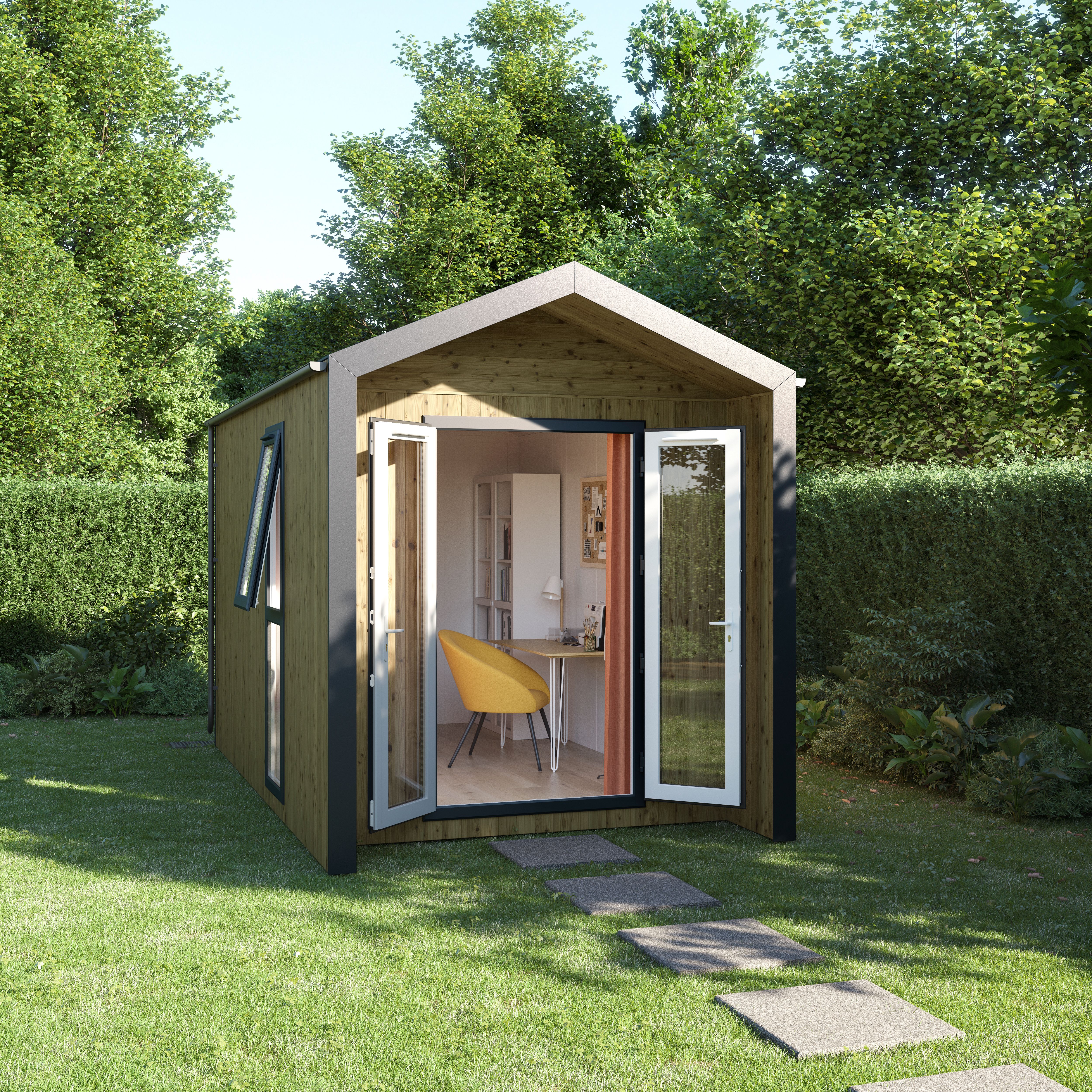 GoodHome Semora 8x14 ft with Double door Pitch Garden room 2.4m x 4.4m (Base included) - Assembly service included
