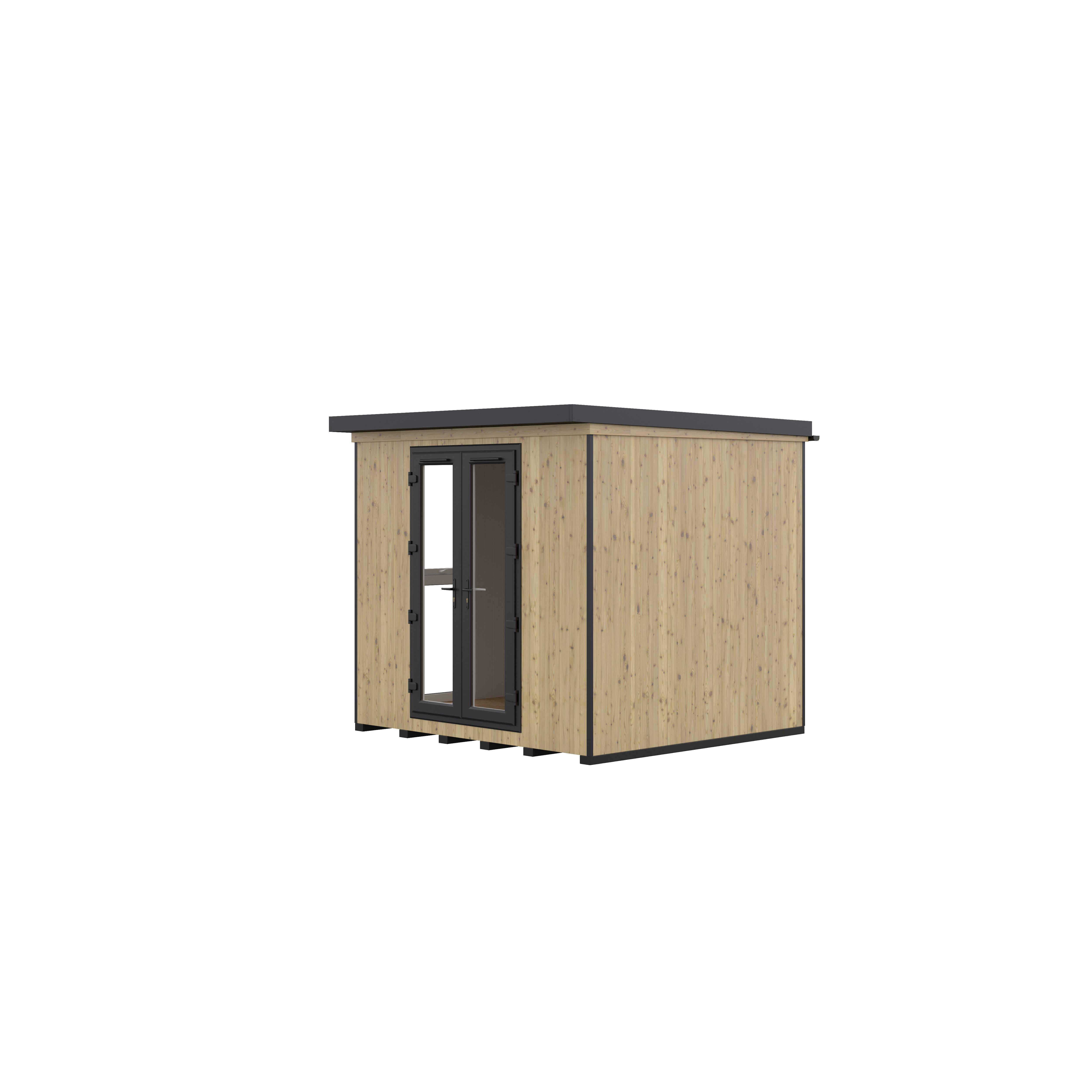 GoodHome Semora 8x9 ft with Double door Pent Wooden Garden room 2.4m x 2.6m (Base included)