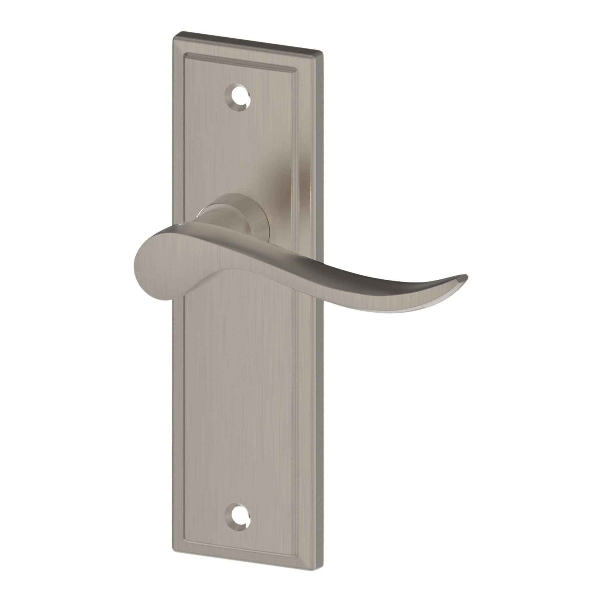 GoodHome Sennen Brushed Nickel effect Scroll Latch Door handle (L)105mm (D)59.5mm Pack of 3