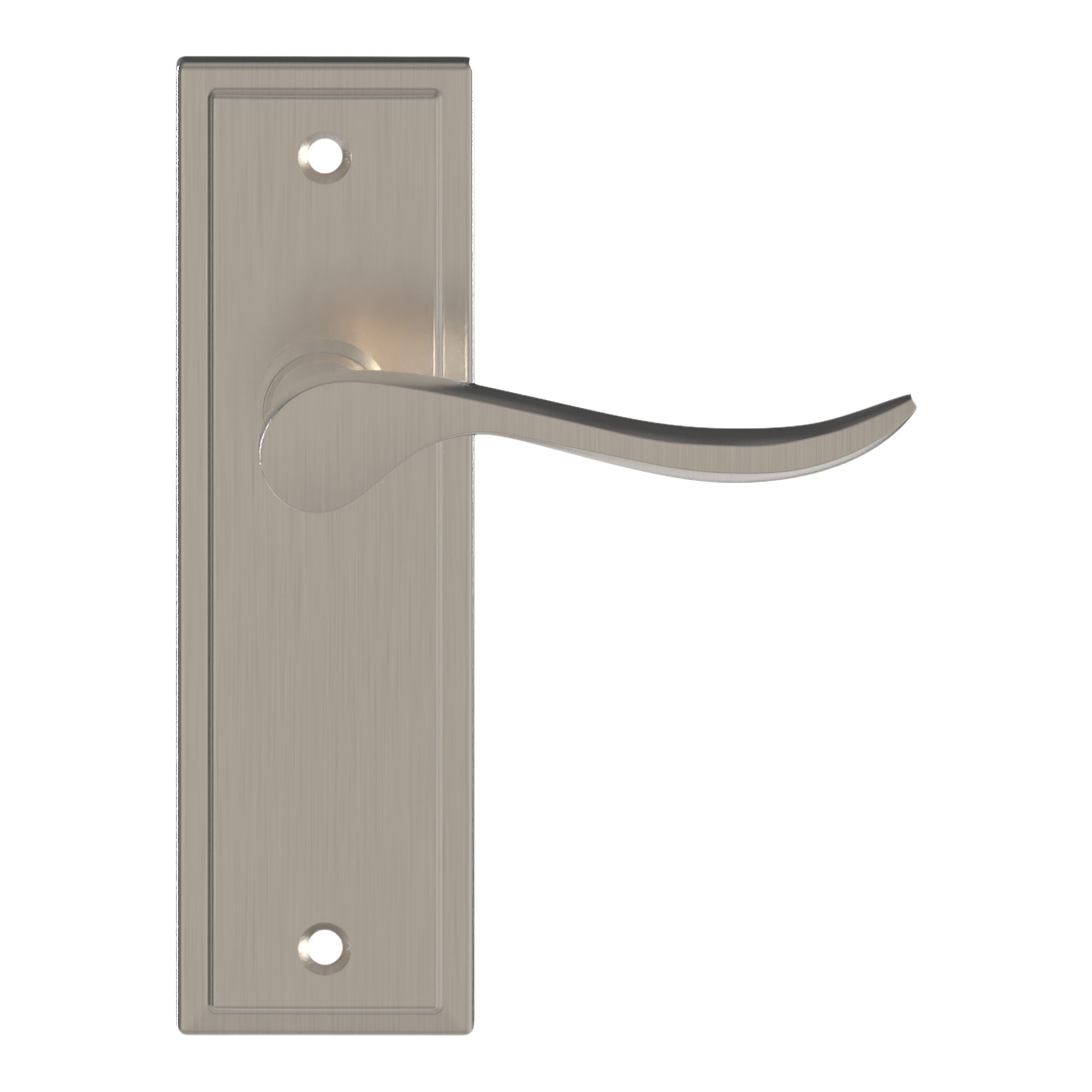 GoodHome Sennen Brushed Nickel effect Scroll Latch Door handle (L)105mm (D)59.5mm Pack of 3