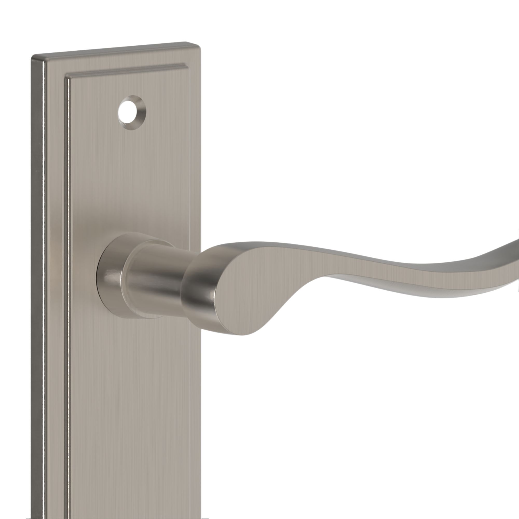 GoodHome Sennen Brushed Nickel effect Scroll Latch Door handle (L)105mm (D)59.5mm Pack of 3