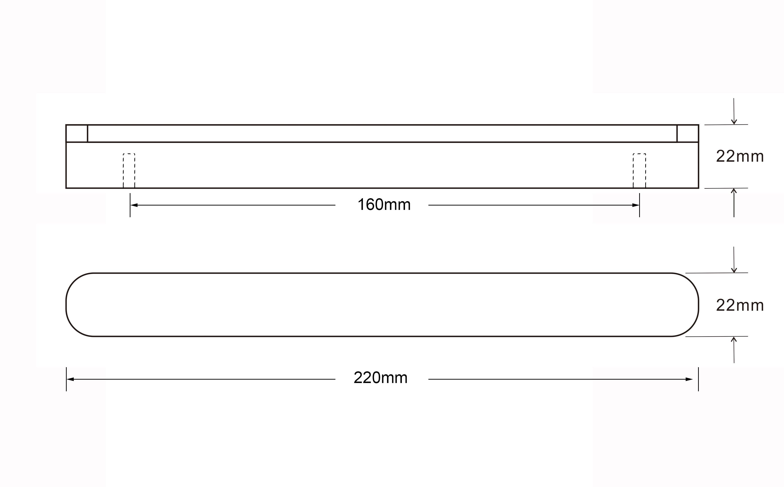 GoodHome Serrano Black Kitchen cabinets Square Pull Handle (L)22cm (D)22mm, Pack of 2