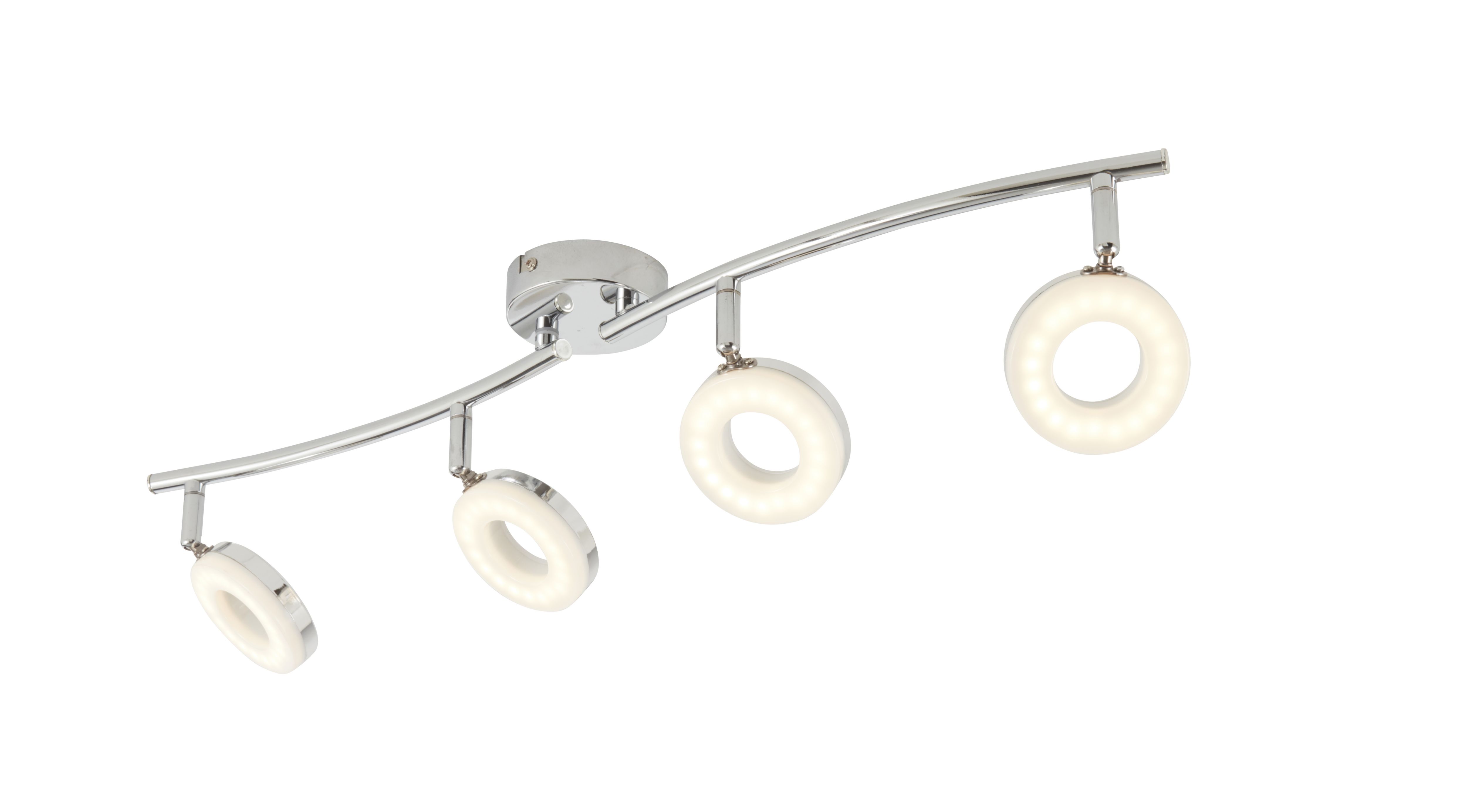 GoodHome Sham Tube Metal & plastic Chrome effect 4 Lamp LED Ceiling light