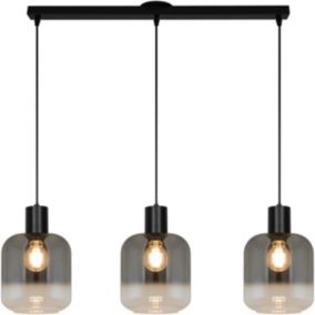 GoodHome Shepton Traditional Matt Black Smoked effect 3 Lamp Pendant ceiling light