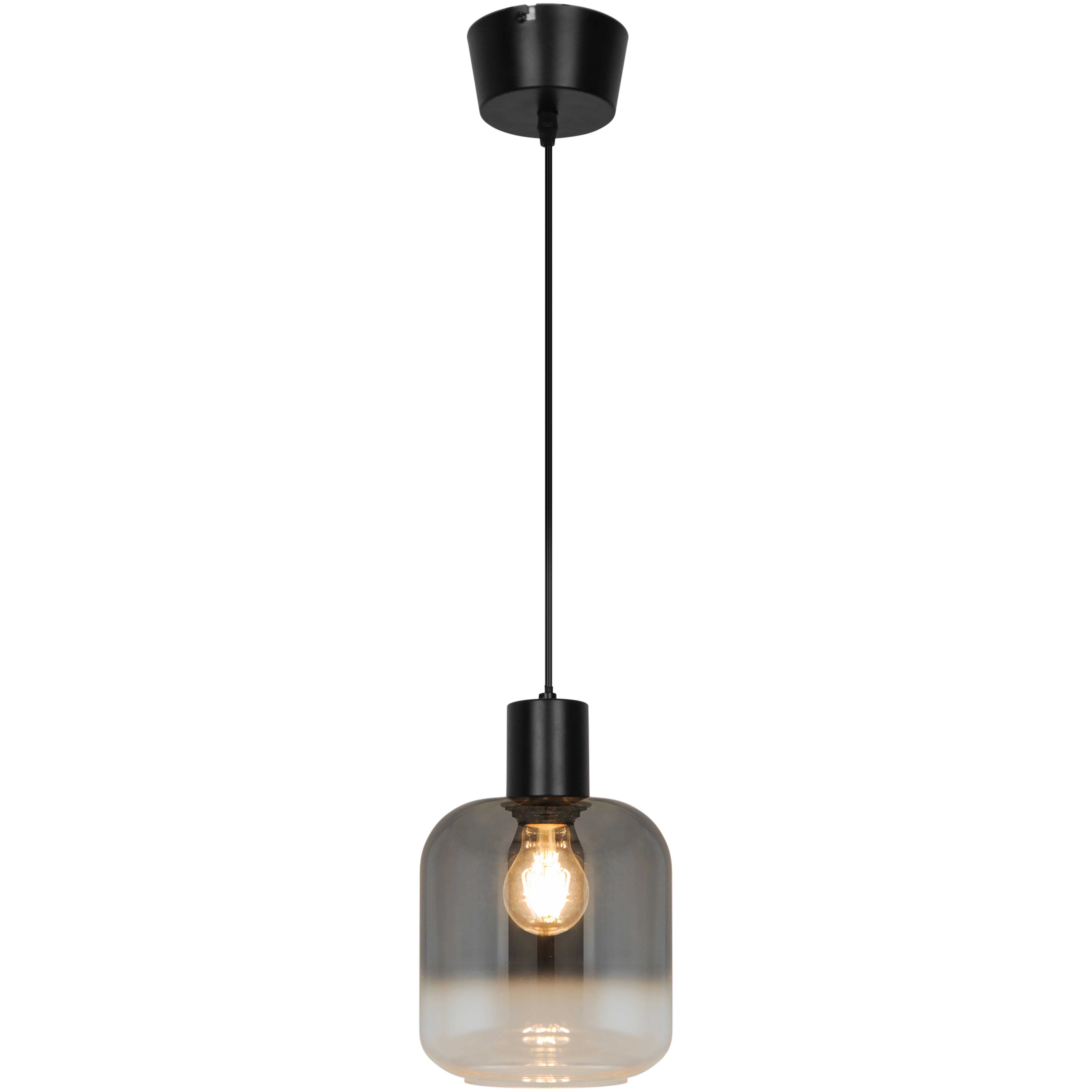 GoodHome Shepton Traditional Matt Black Smoked effect Pendant ceiling