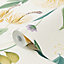 GoodHome Shera Teal & white Floral Smooth Wallpaper