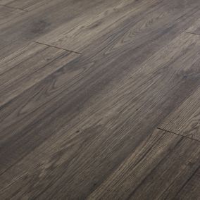 GoodHome Shildon Dark grey Dark wood effect Laminate Flooring, 1.76m² Pack of 8