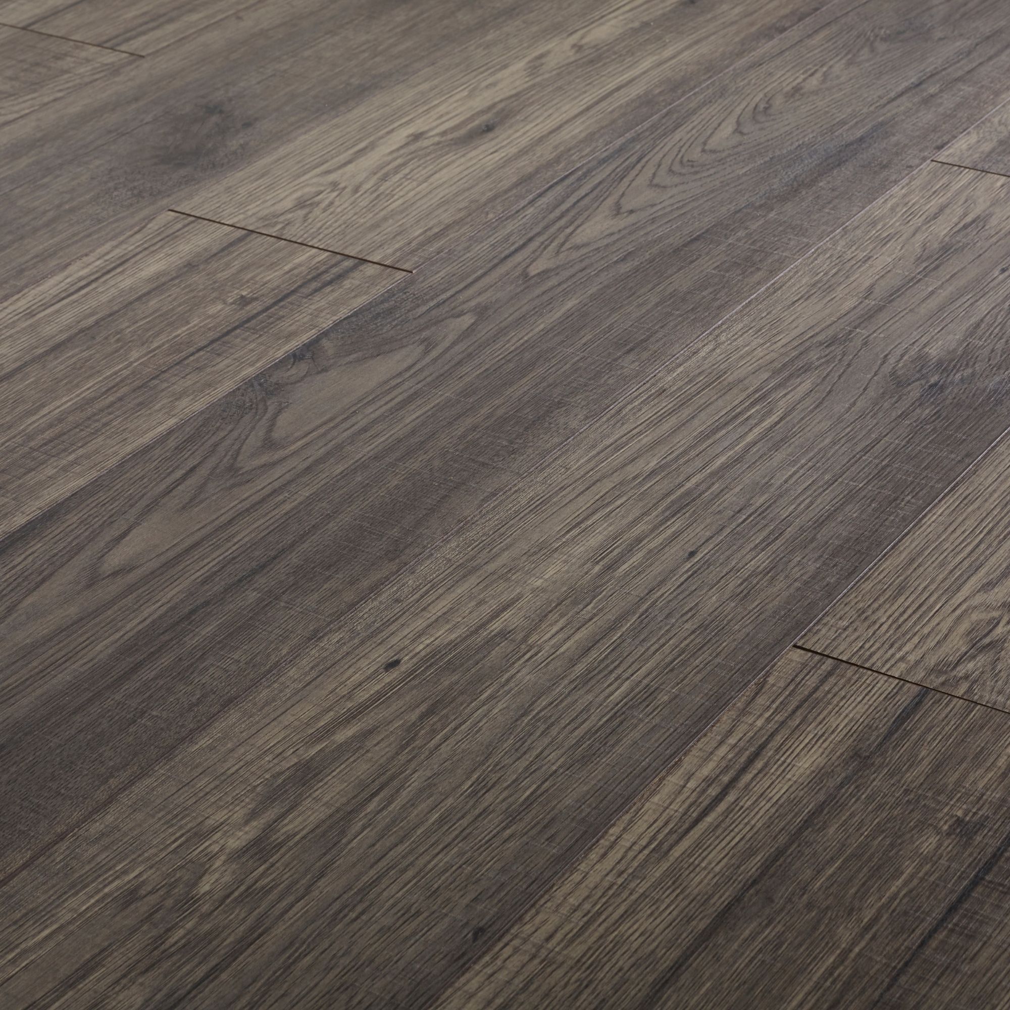 GoodHome Shildon Dark grey Wood planks Dark wood effect Laminate Flooring, 1.76m�²