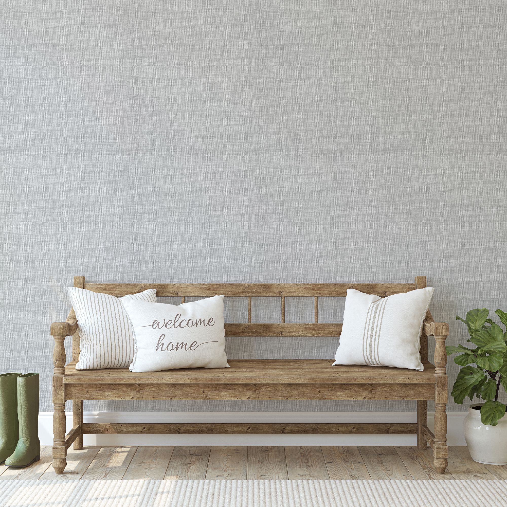 GoodHome SHUNG Grey Plain/ Texture Woven effect Contemporary Textured Wallpaper