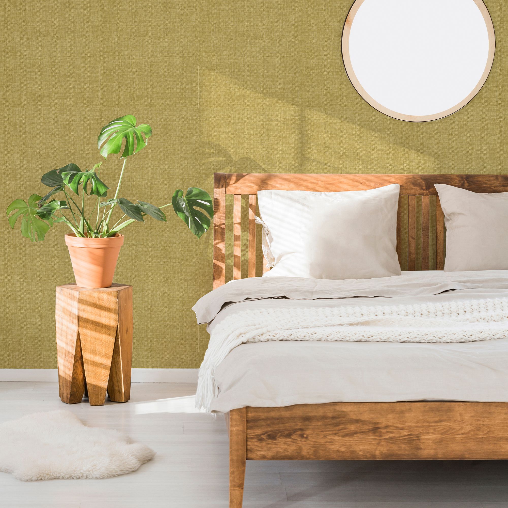 GoodHome Shung Ochre Woven effect Contemporary Textured Wallpaper