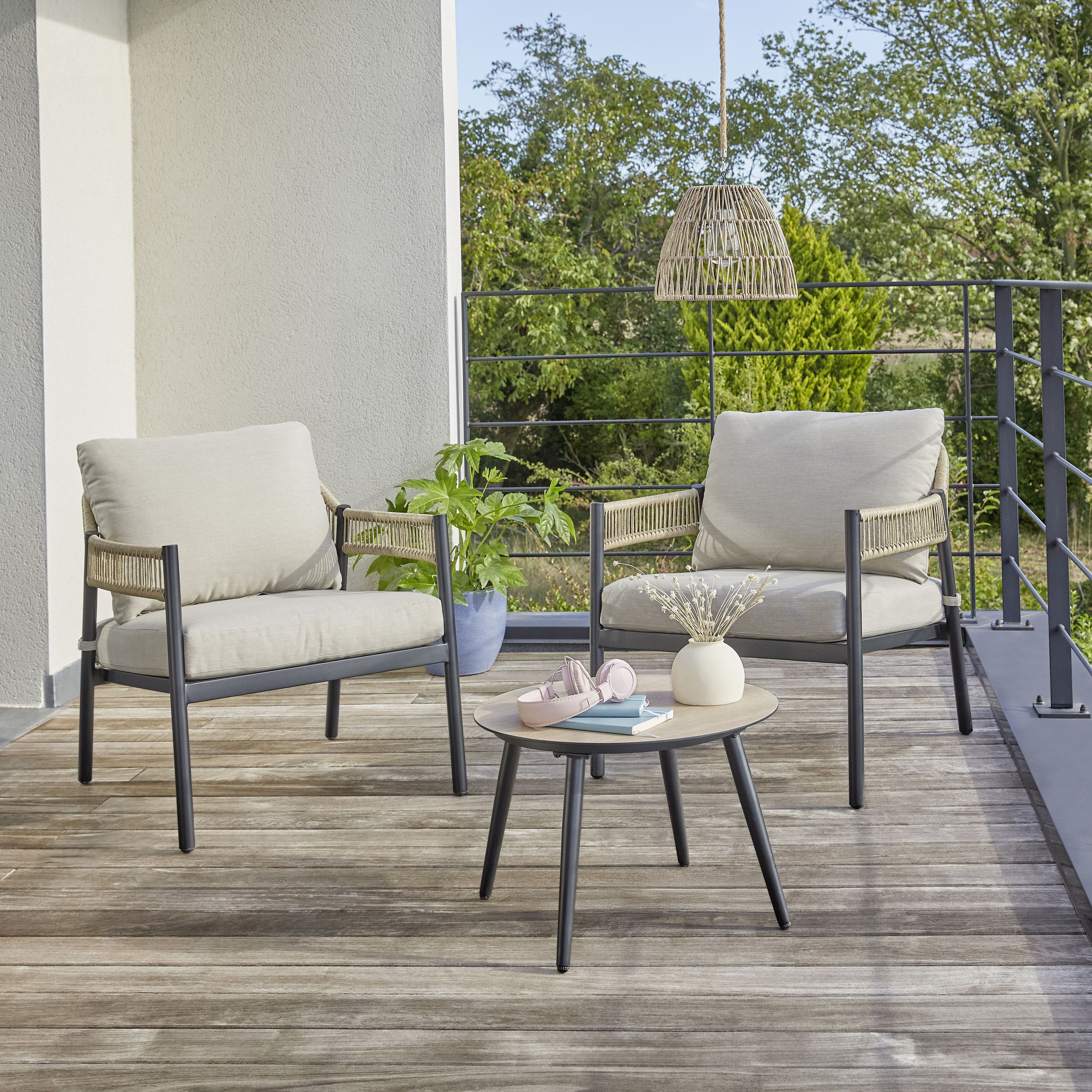 Siliana Beige &amp Metal 2 seater Bistro set