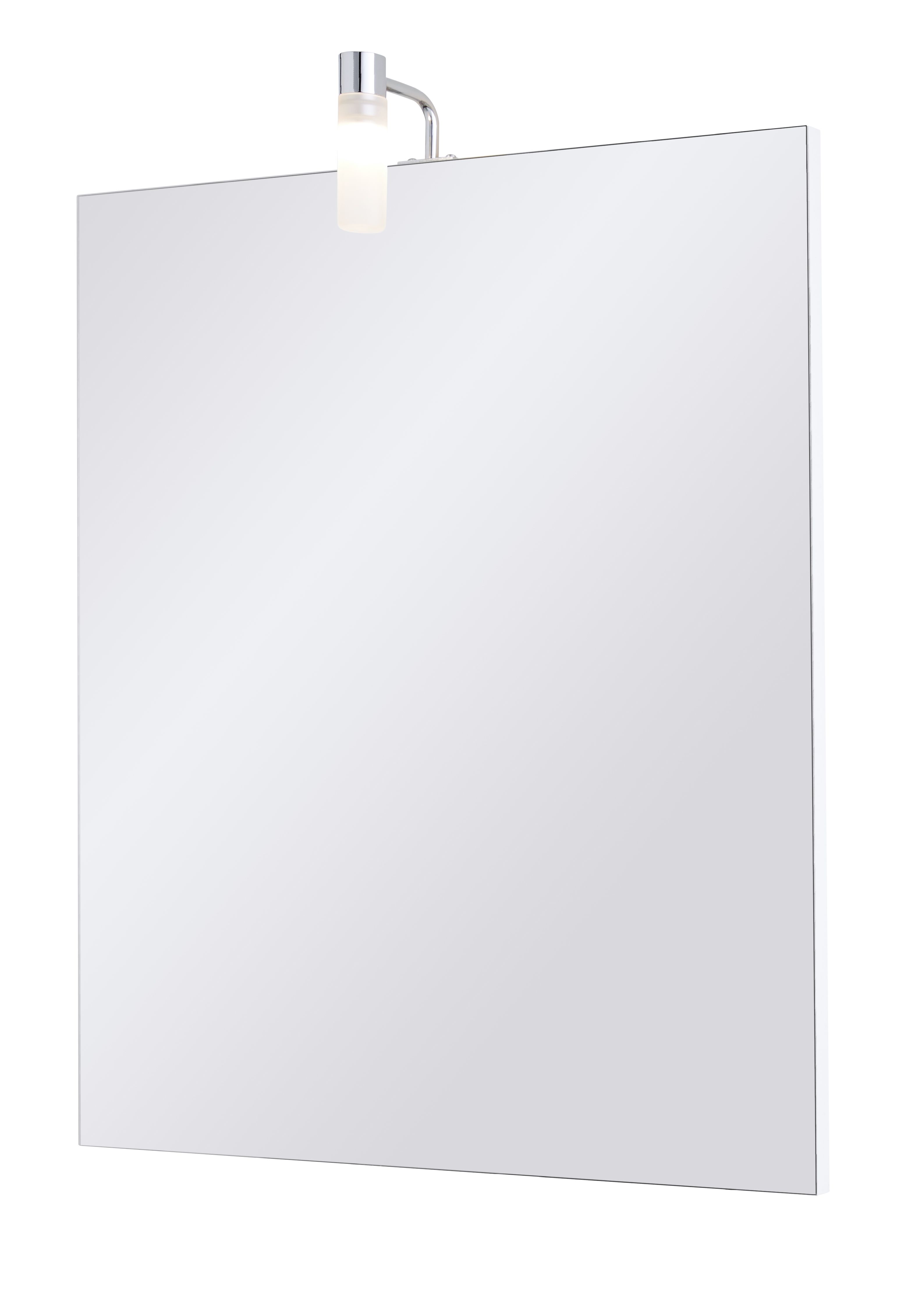 GoodHome Silver Rectangular Wall-mounted Bathroom Illuminated mirror (H)70cm (W)60cm