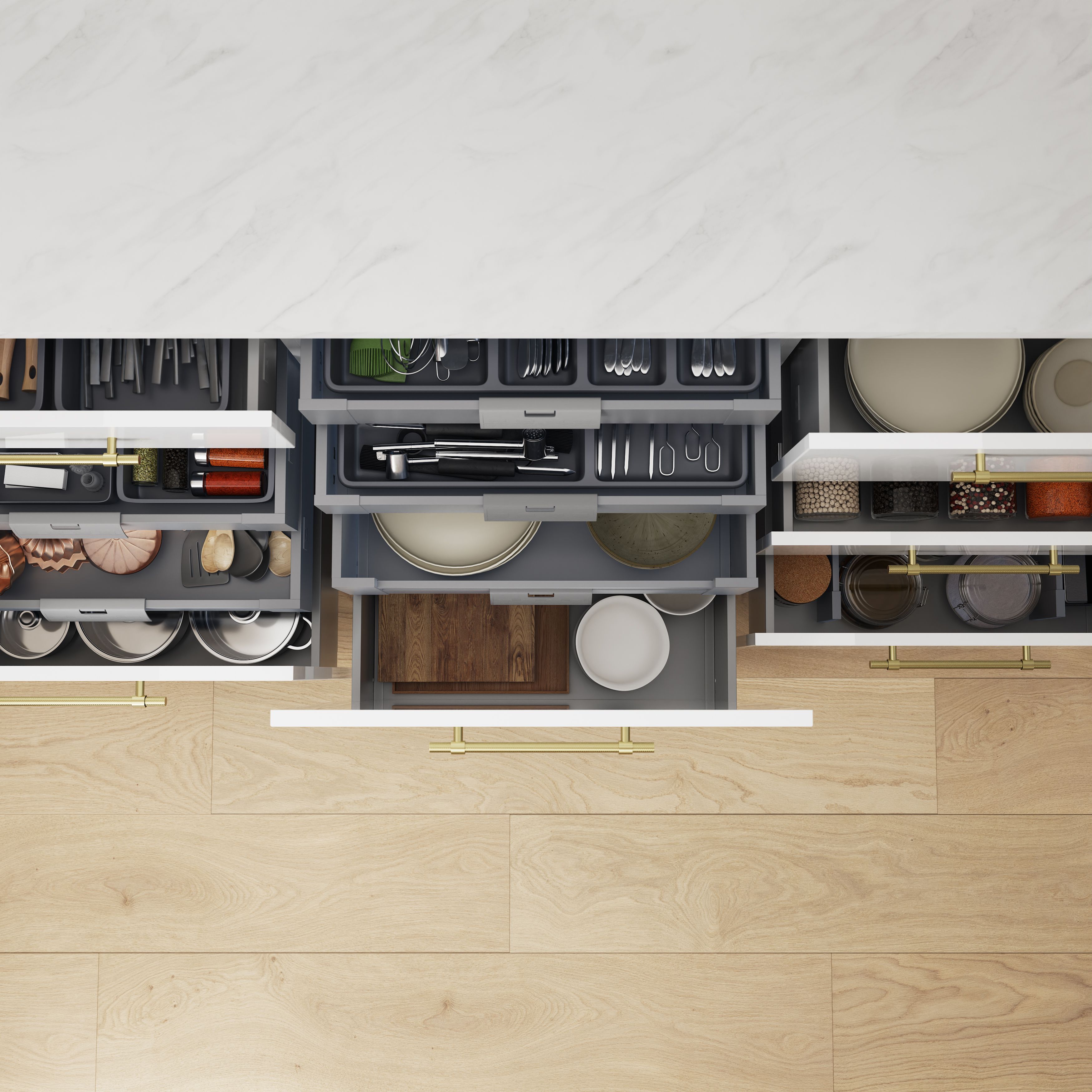 GoodHome Silver Slide Side-fixed Drawer runner (L)964mm, Pair