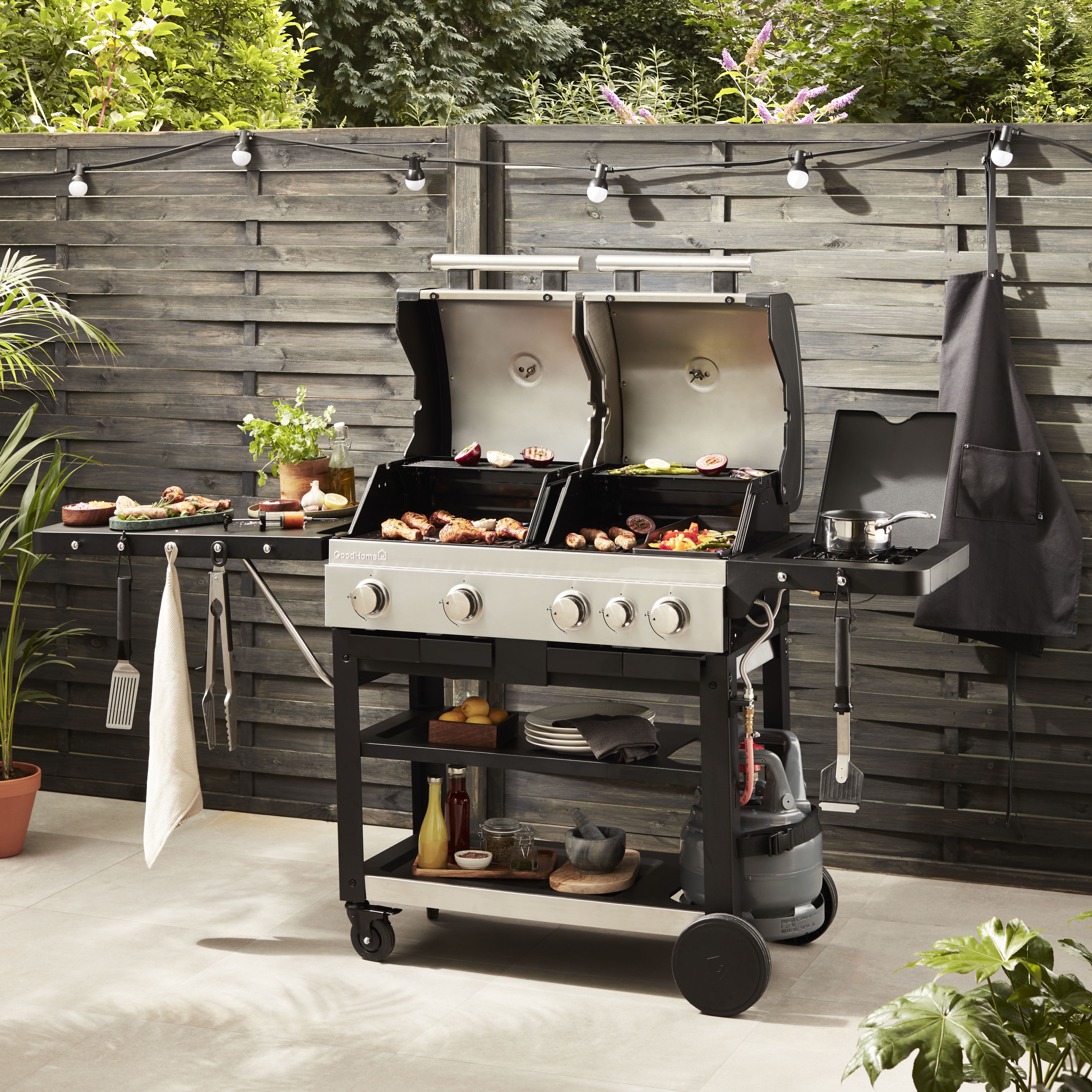 GoodHome Silver Stainless steel Barbecue tool set