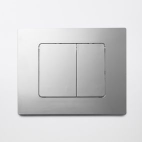 GoodHome Silver Surface or wall-mounted Dual Flushing plate (H)166mm (W)208mm