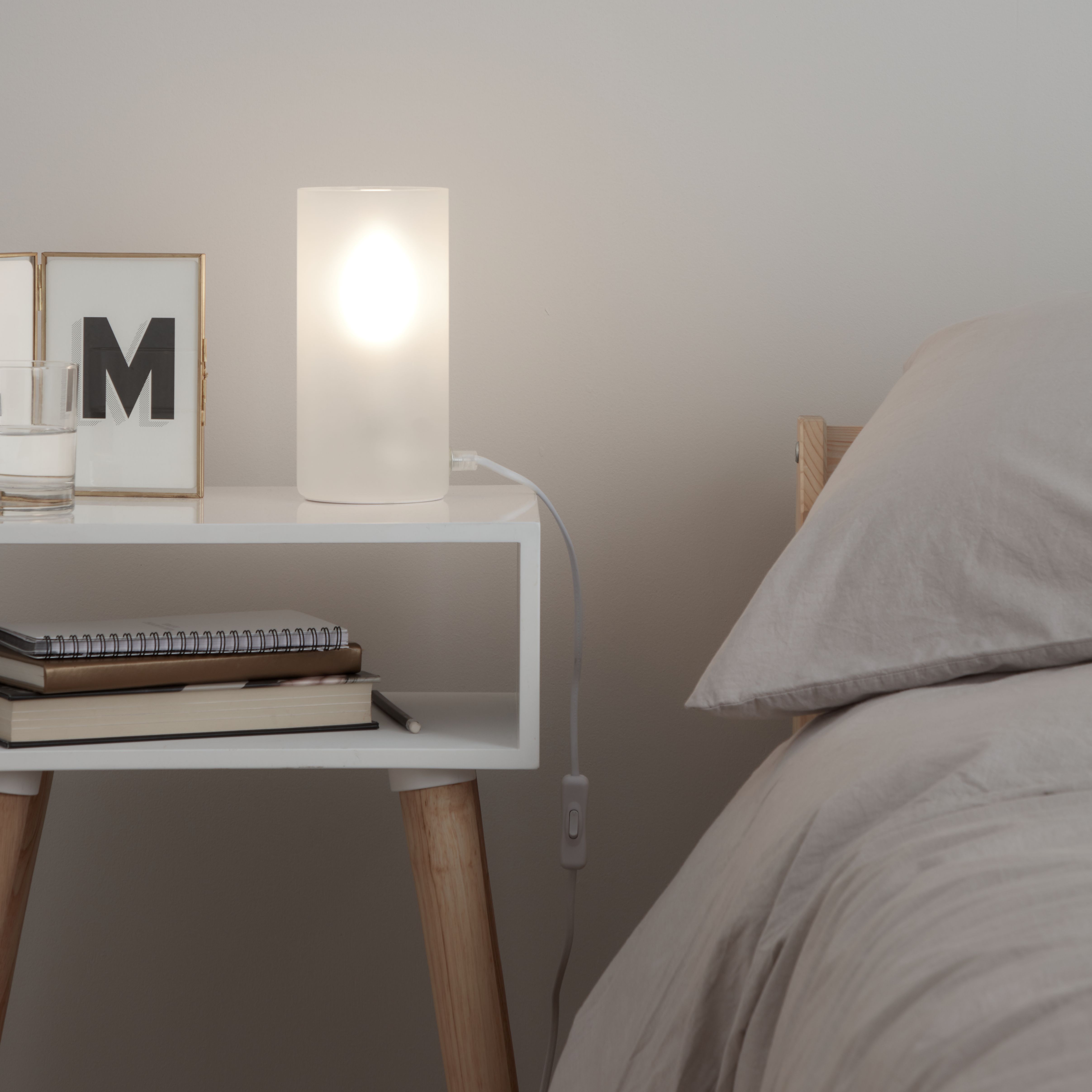 GoodHome Singou Cylinder Matt White Table light