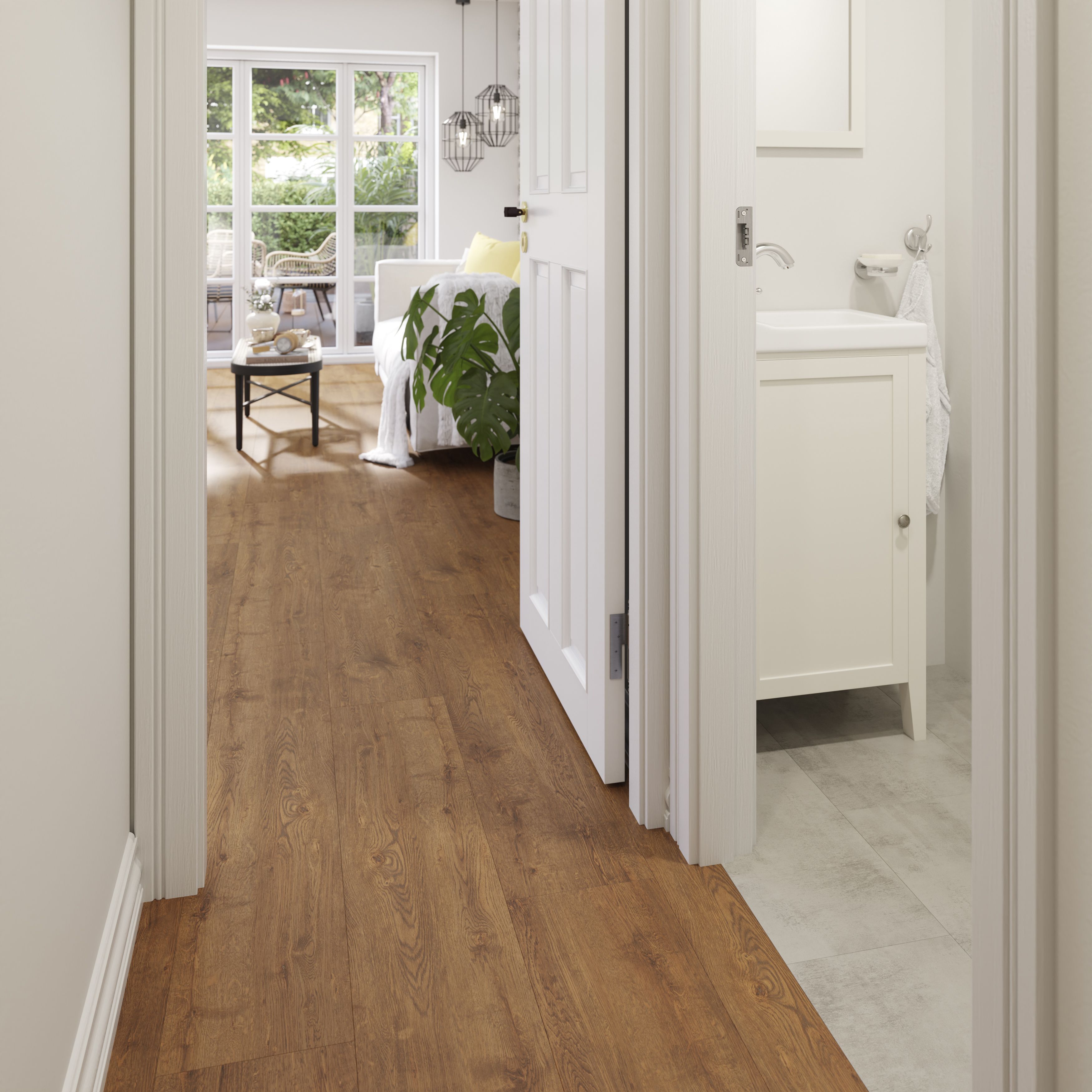 GoodHome Skara Wood design Wood effect Laminate Flooring, 2.54m²