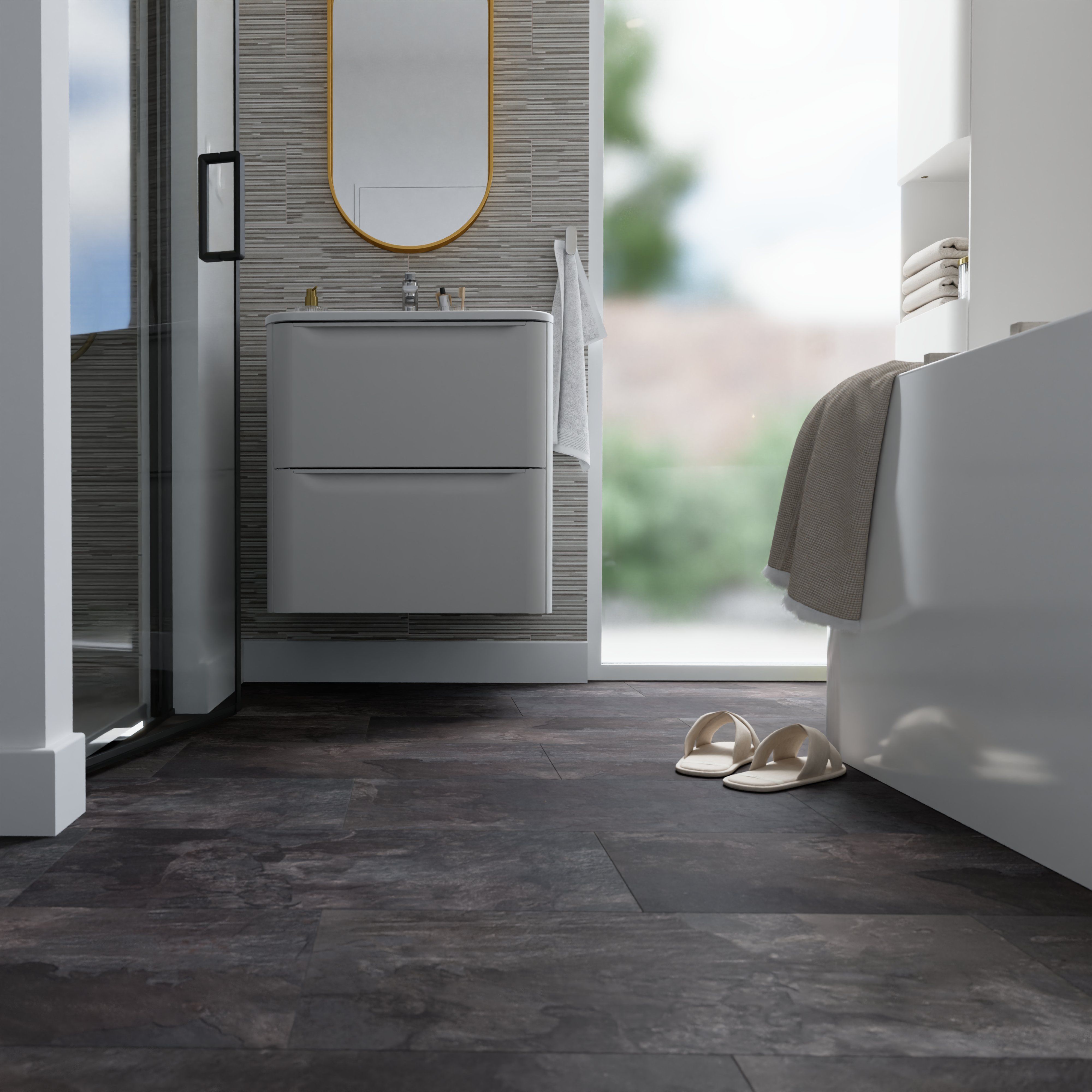 Slate Natural Slate effect Structured Laminate Flooring 1.86m²